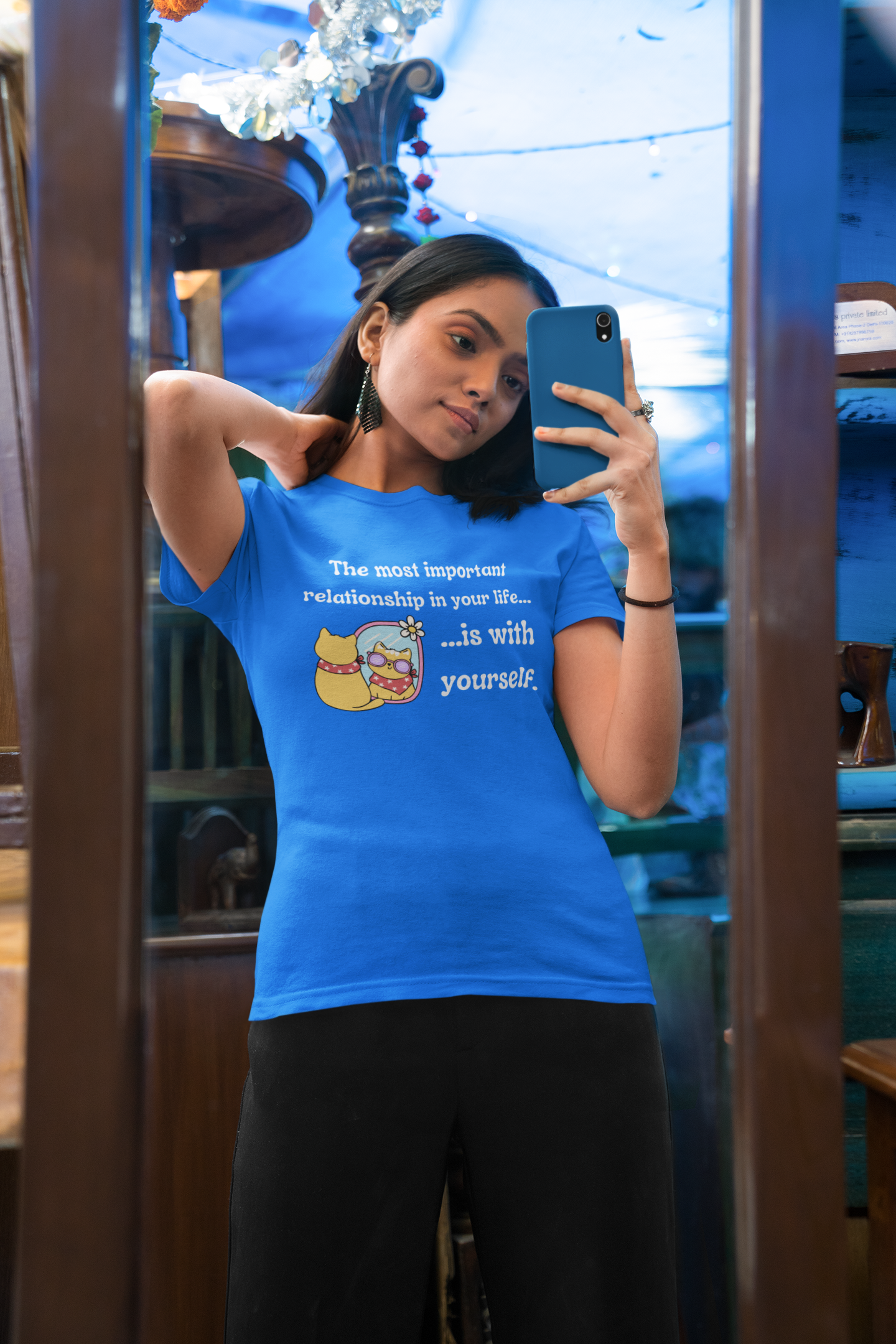 Inspirational Relationship T-Shirt, Cat Lover Gift, Self-Care Tee, Birthday Present, Positive Quote Shirt, Everyday Wear product thumbnail image