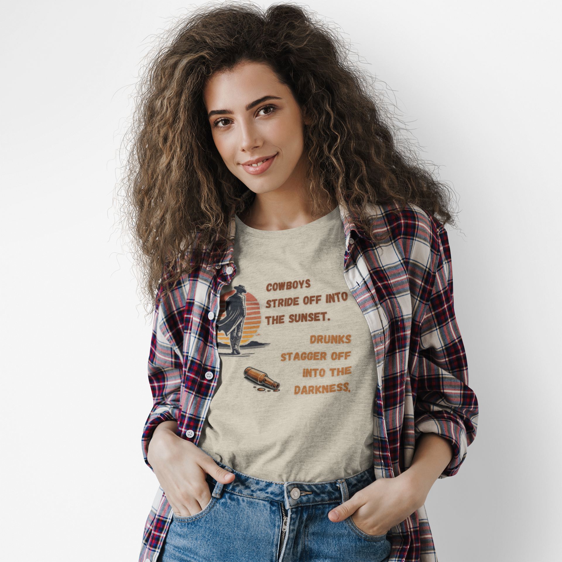 Vintage Cowboy Sunset Tee - Perfect for Western Lovers, Outdoor Adventures, Casual Wear, Gifts for Him, Retro Style product thumbnail image