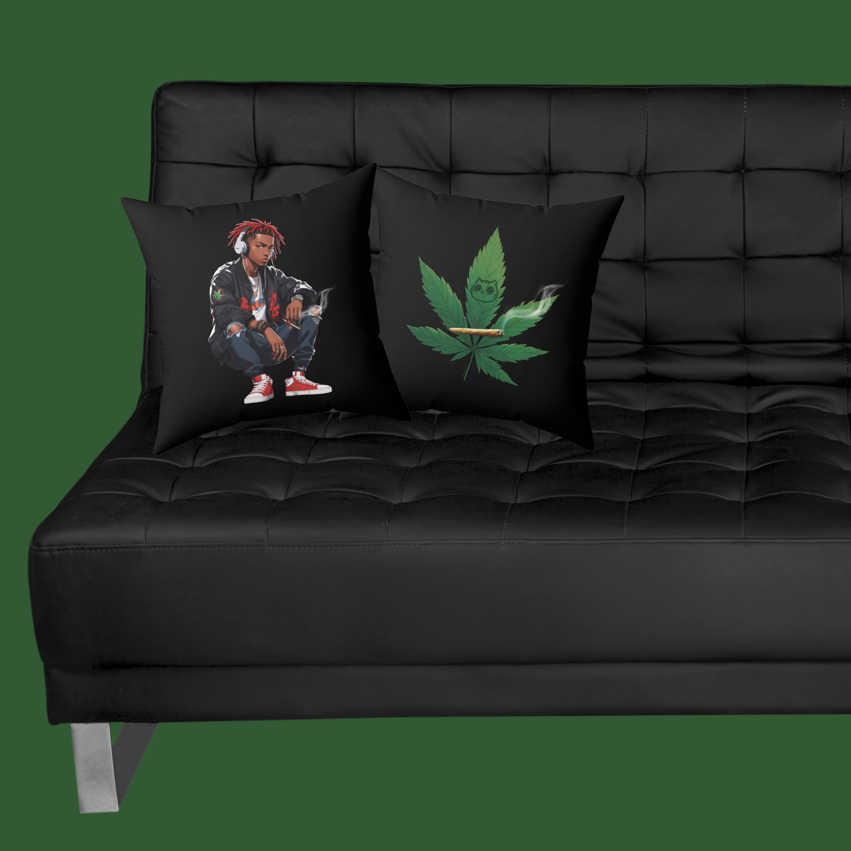Puff Puff Black Couch Pillow
