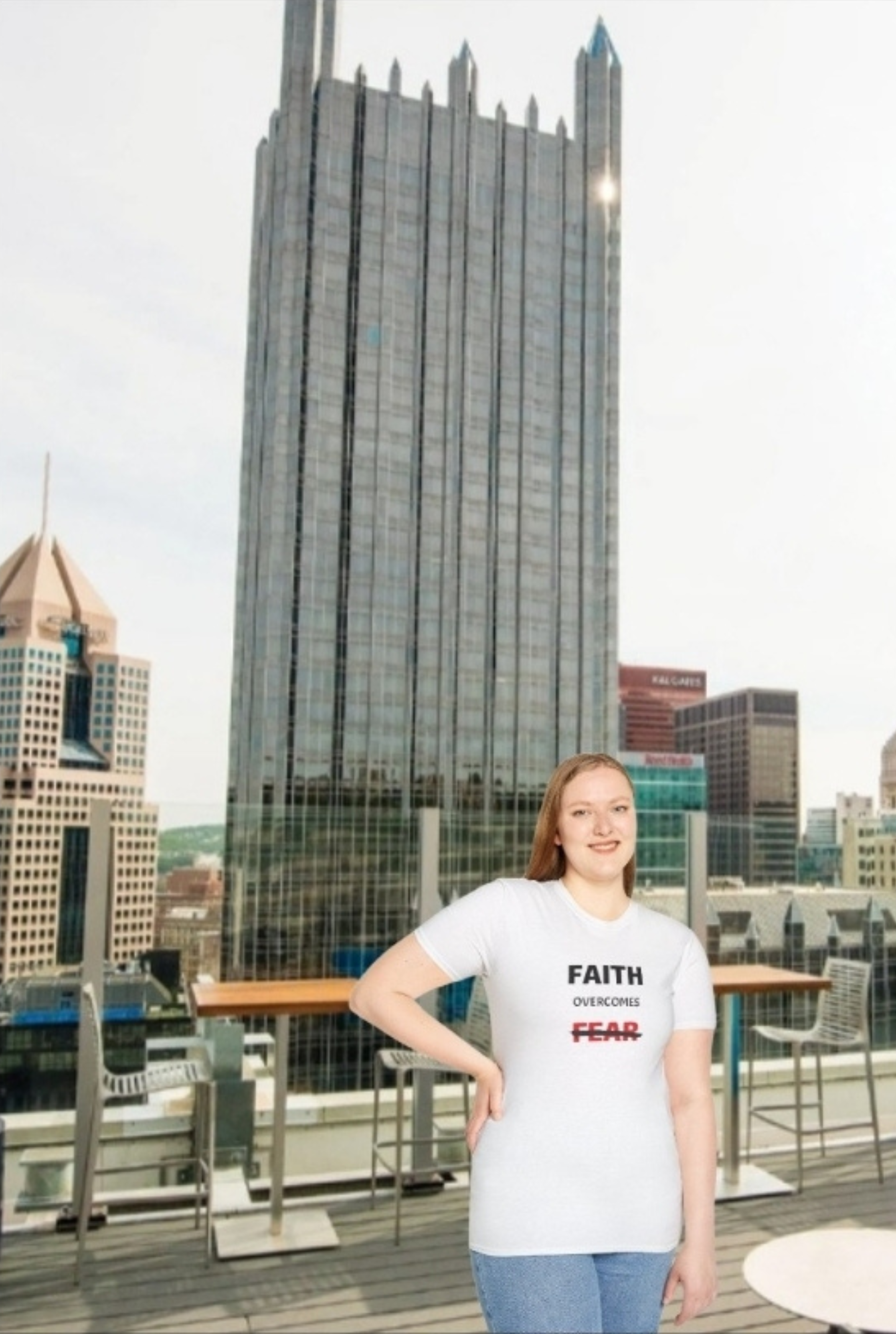 Faith Overcomes Unisex Softstyle T-Shirt product thumbnail image Faith Overcomes Unisex Softstyle T-Shirt product thumbnail image