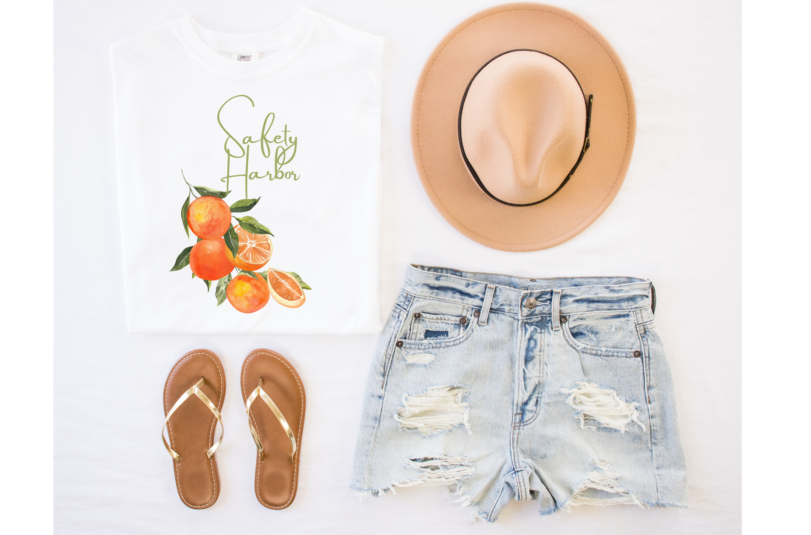 Women's Citrus Safety Harbor Print Tee, Summer Fashion T-Shirt, Fruity Graphic Top, Gift for Her, Casual Everyday Wear product thumbnail image