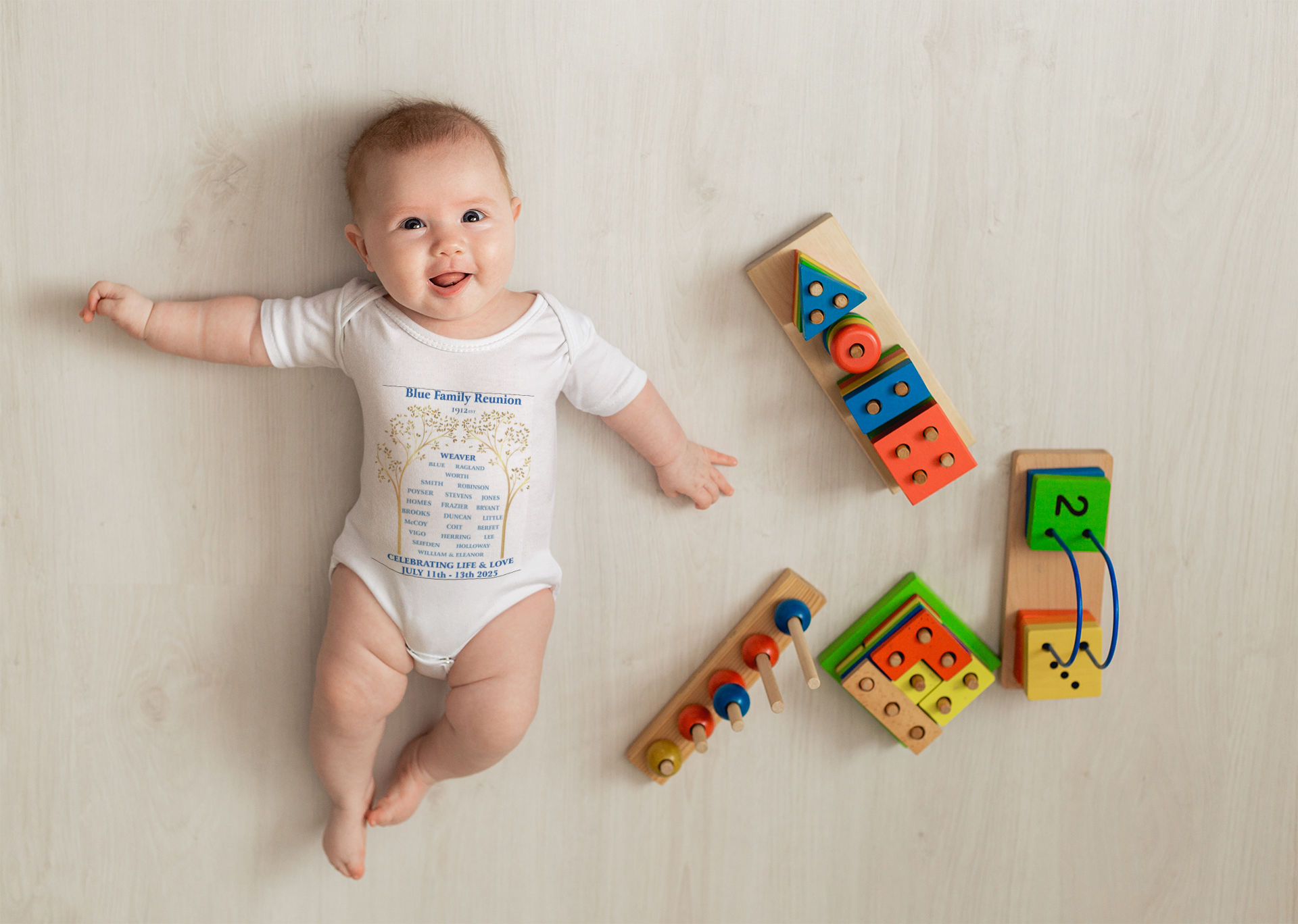 Family Tree Onesie - Gold & Blue Keepsake Design product thumbnail image Family Tree Onesie - Gold & Blue Keepsake Design product thumbnail image