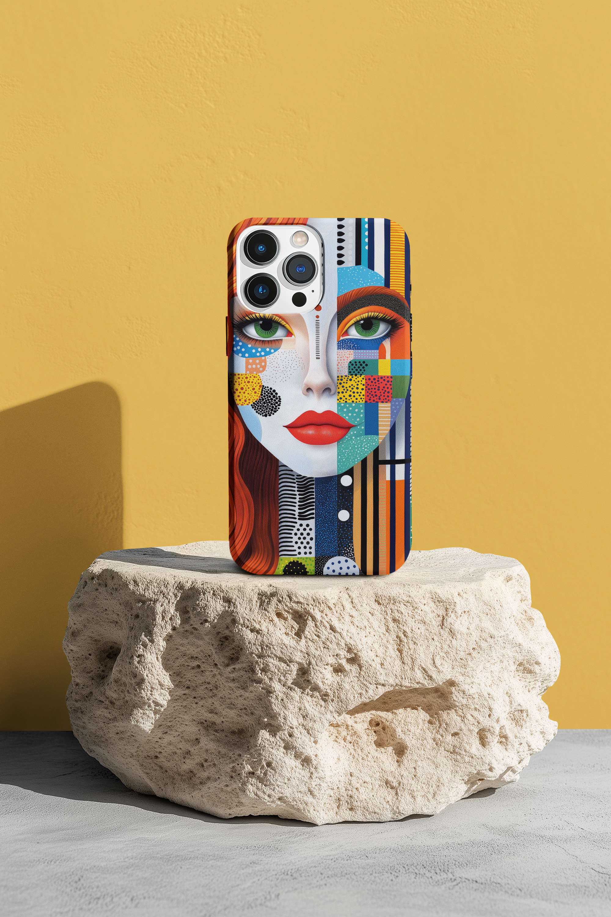 “Pixel Muse” – Abstract Pop Art Face Collage Tough Phone Case product thumbnail image