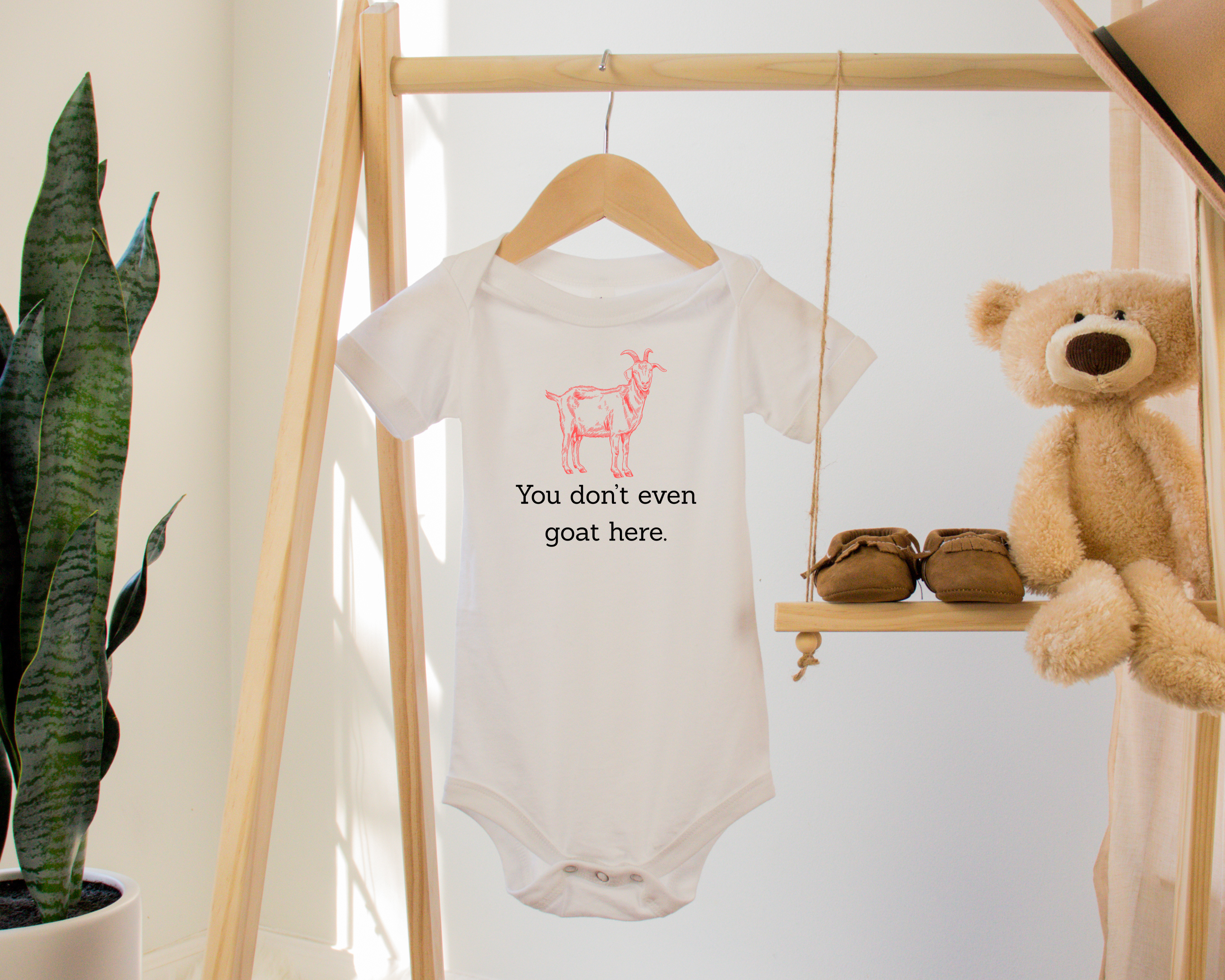 Cute Baby Bodysuit - You Don't Even Goat Here - Infant Funny Outfit, Baby Shower Gift, Newborn Clothes, Playwear, Photo Prop product thumbnail image