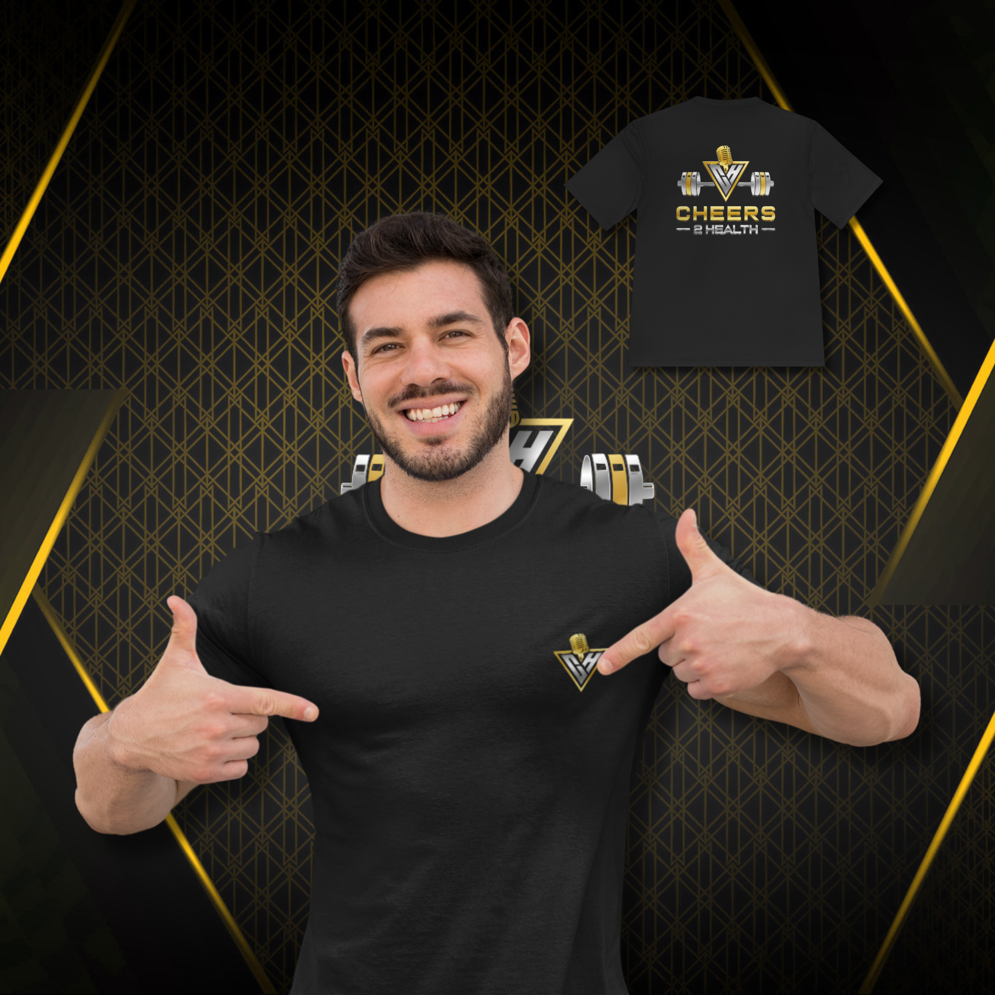 Moisture Wicking Tee - Cheers 2 Health Workout Shirt product thumbnail image Moisture Wicking Tee - Cheers 2 Health Workout Shirt product thumbnail image