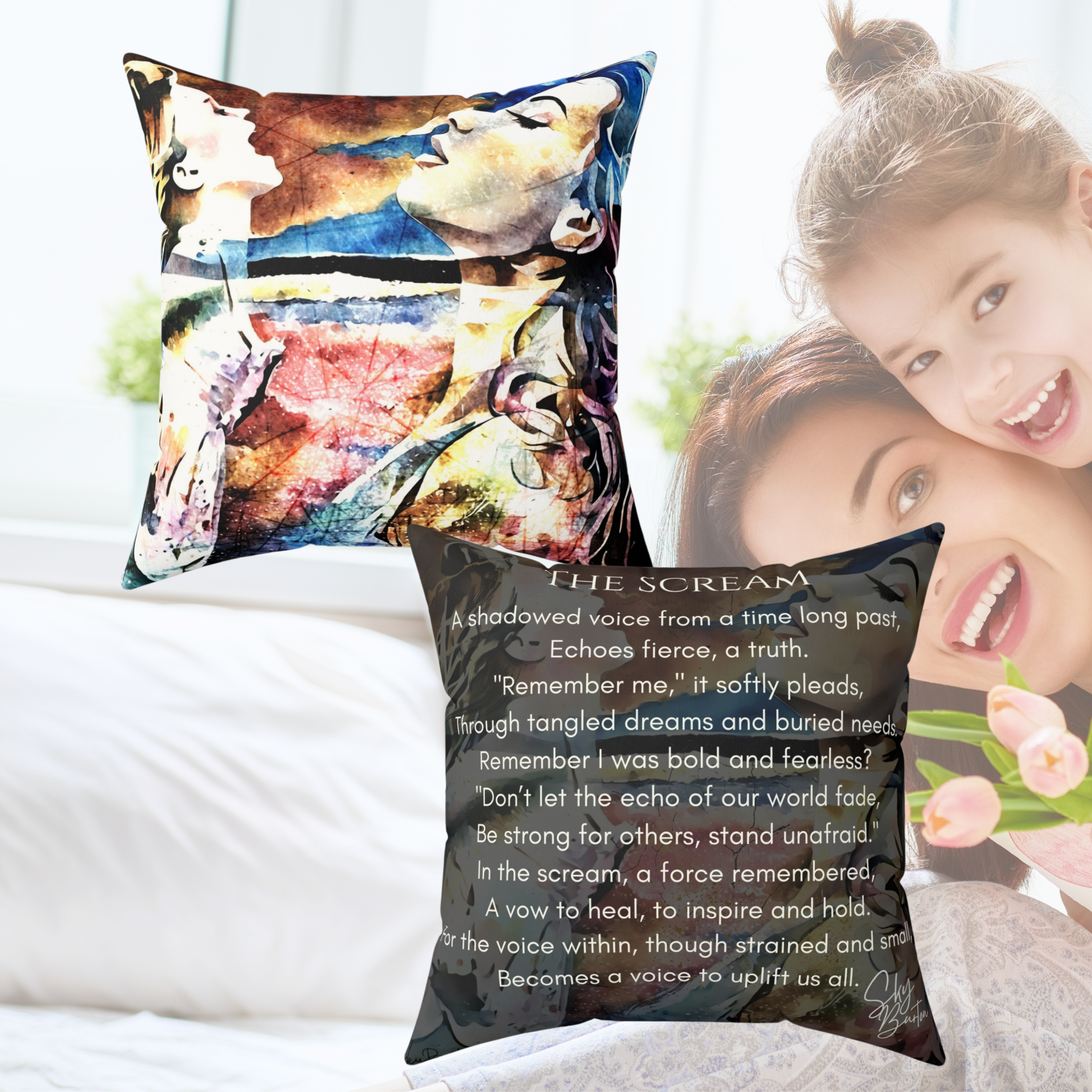 The Scream Faux Suede Square Pillow The Scream Faux Suede Square Pillow