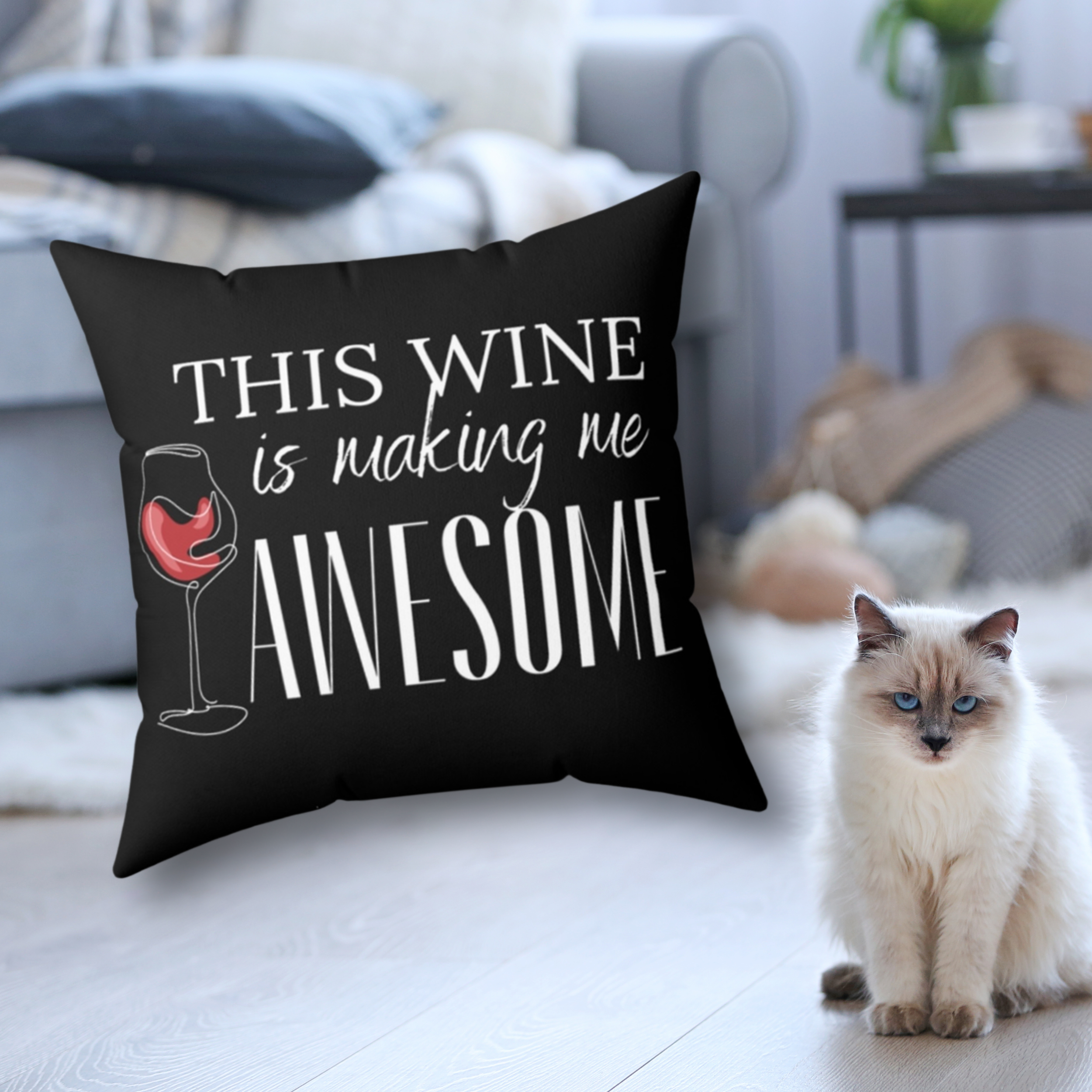 Wine Lover's Square Pillow - "This Wine is Making Me Awesome" Home Decor Wine Lover's Square Pillow - "This Wine is Making Me Awesome" Home Decor