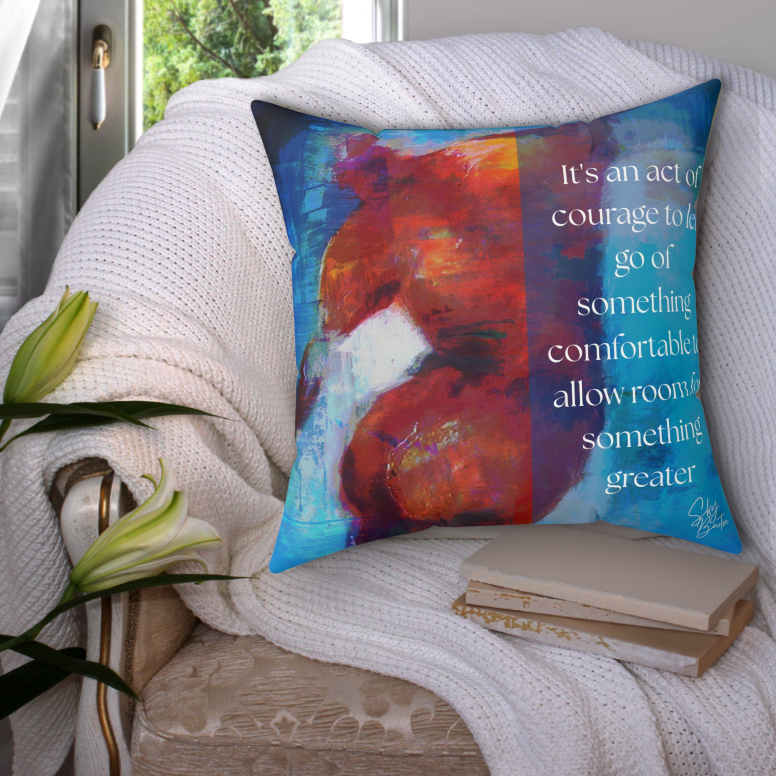Inspirational Faux Suede Square Pillow - 'Act of Courage' Decorative Cushion for Home Decor Inspirational Faux Suede Square Pillow - 'Act of Courage' Decorative Cushion for Home Decor