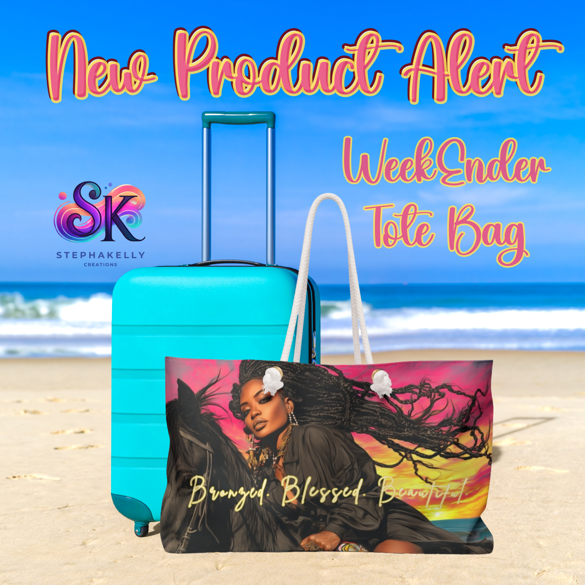 Weekender Bag - Bronzed Blessed Beautiful Tote product thumbnail image Weekender Bag - Bronzed Blessed Beautiful Tote product thumbnail image
