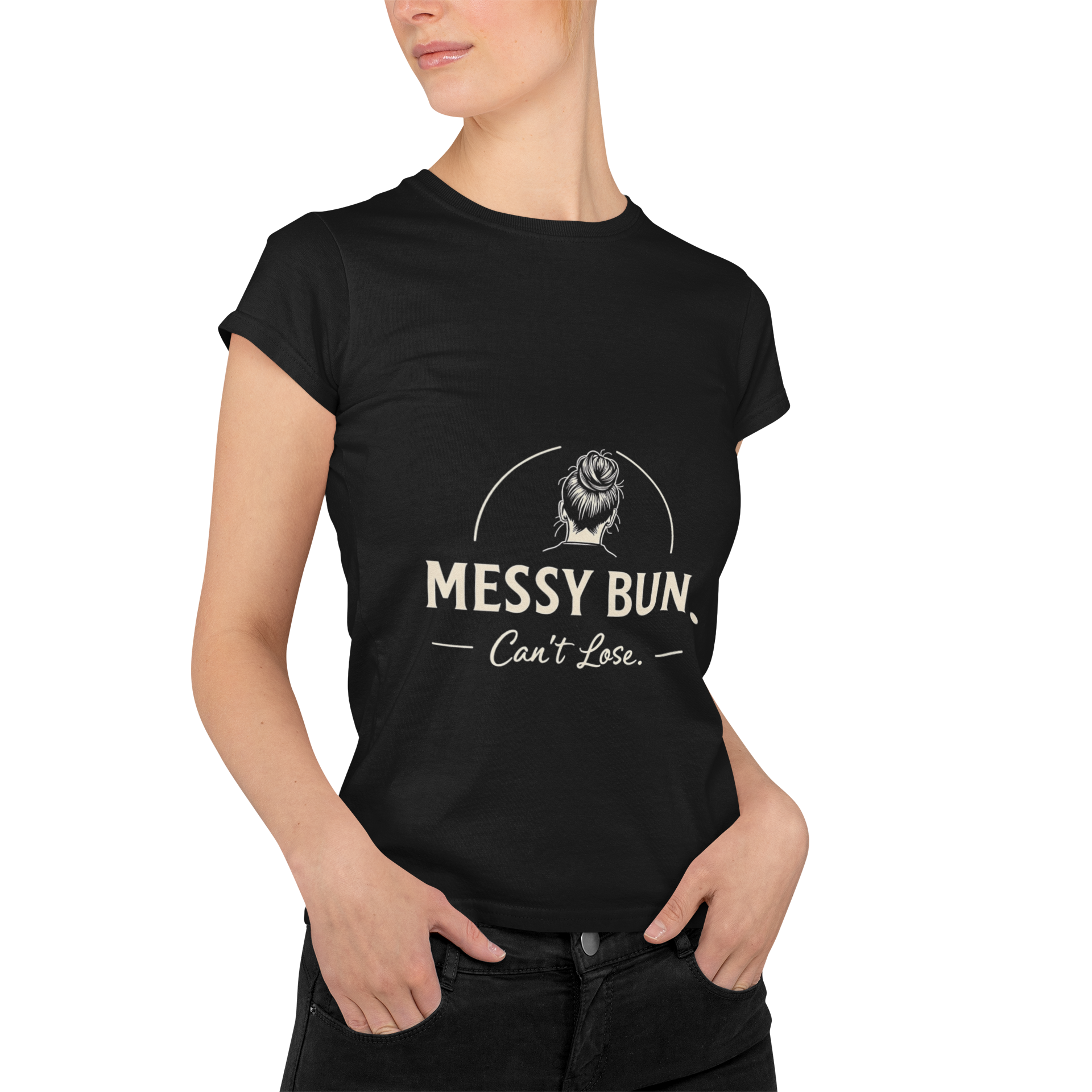 Messy Bun Can’t Lose T-Shirt – Funny Mom Life Tee – Unisex Softstyle Shirt – Relaxed Fit Motivation – Cute Casual Shirt for Women – Busy Mom Gift