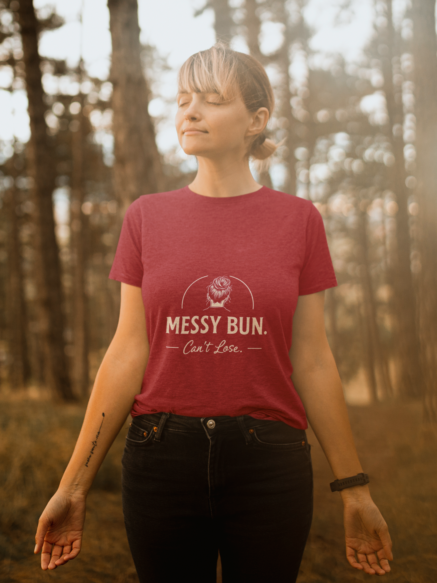 Messy Bun Can’t Lose T-Shirt – Funny Mom Life Tee – Unisex Softstyle Shirt – Relaxed Fit Motivation – Cute Casual Shirt for Women – Busy Mom Gift product thumbnail image