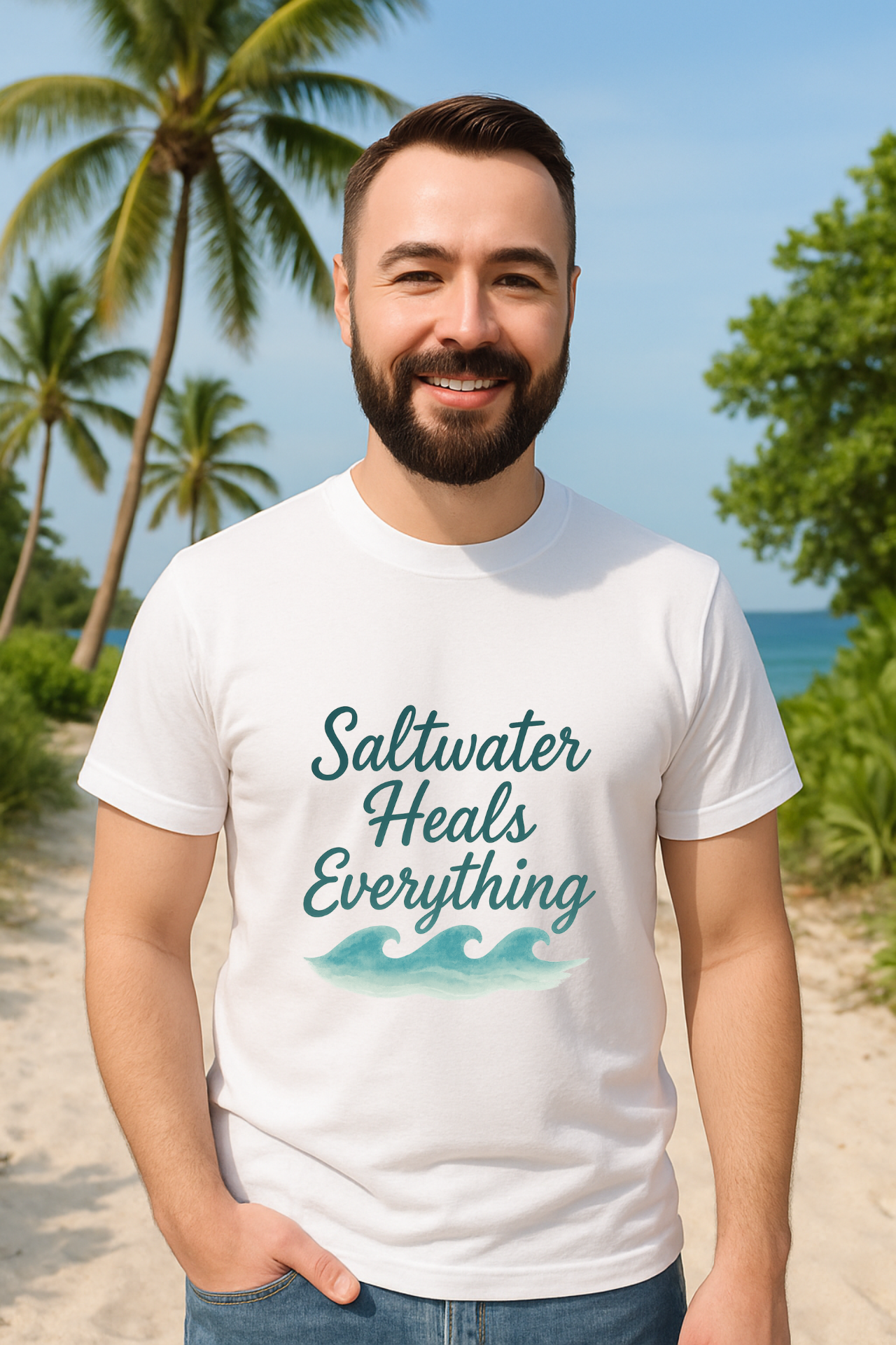Saltwater Heals Everything T- Shirt Coastal Beach Vibes Unisex Tee Summer Resortcore Shirt Ocean Wellness Gift product thumbnail image Saltwater Heals Everything T- Shirt Coastal Beach Vibes Unisex Tee Summer Resortcore Shirt Ocean Wellness Gift product thumbnail image