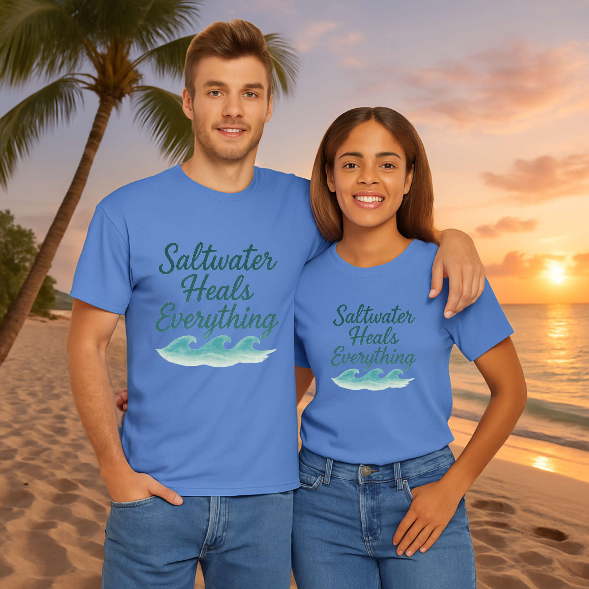 Saltwater Heals Everything T- Shirt Coastal Beach Vibes Unisex Tee Summer Resortcore Shirt Ocean Wellness Gift product thumbnail image Saltwater Heals Everything T- Shirt Coastal Beach Vibes Unisex Tee Summer Resortcore Shirt Ocean Wellness Gift product thumbnail image