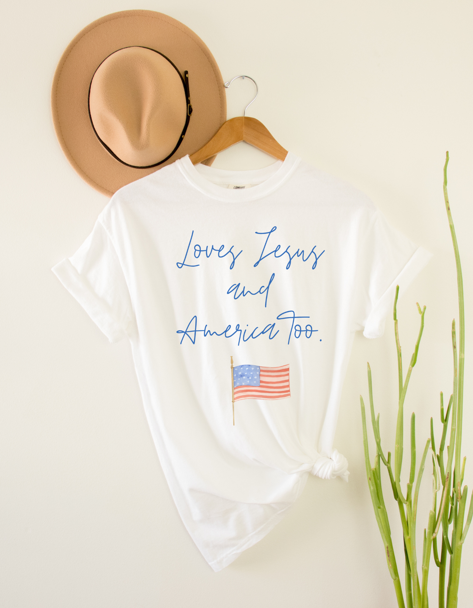 Patriotic Faith T-Shirt - Loves Jesus and America Too, Unisex Tee, Religious Apparel, 4th of July Gift, Christian Pride Shirt product thumbnail image