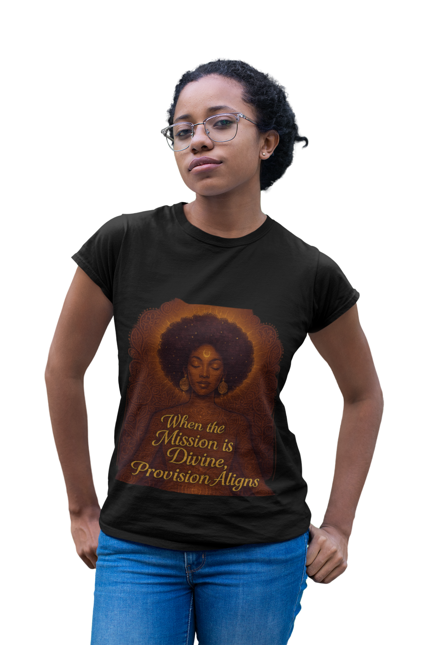 Divine Mission Tee by Afro Boho Vibes - Inspirational Quote Shirt, Gift for Her, Uplifting Tees, Self-Care Clothing product thumbnail image
