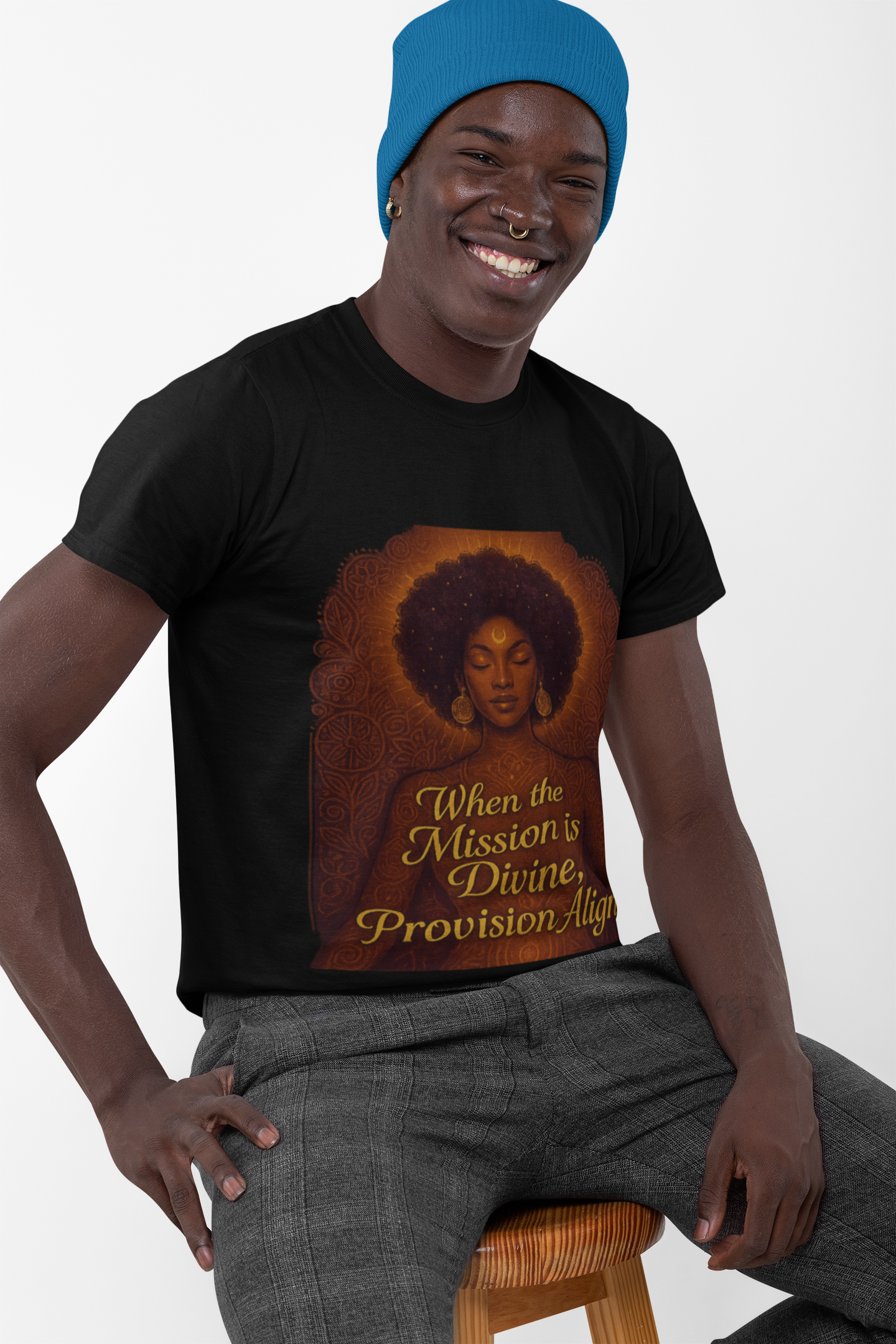 Divine Mission Tee by Afro Boho Vibes - Inspirational Quote Shirt, Gift for Her, Uplifting Tees, Self-Care Clothing product thumbnail image