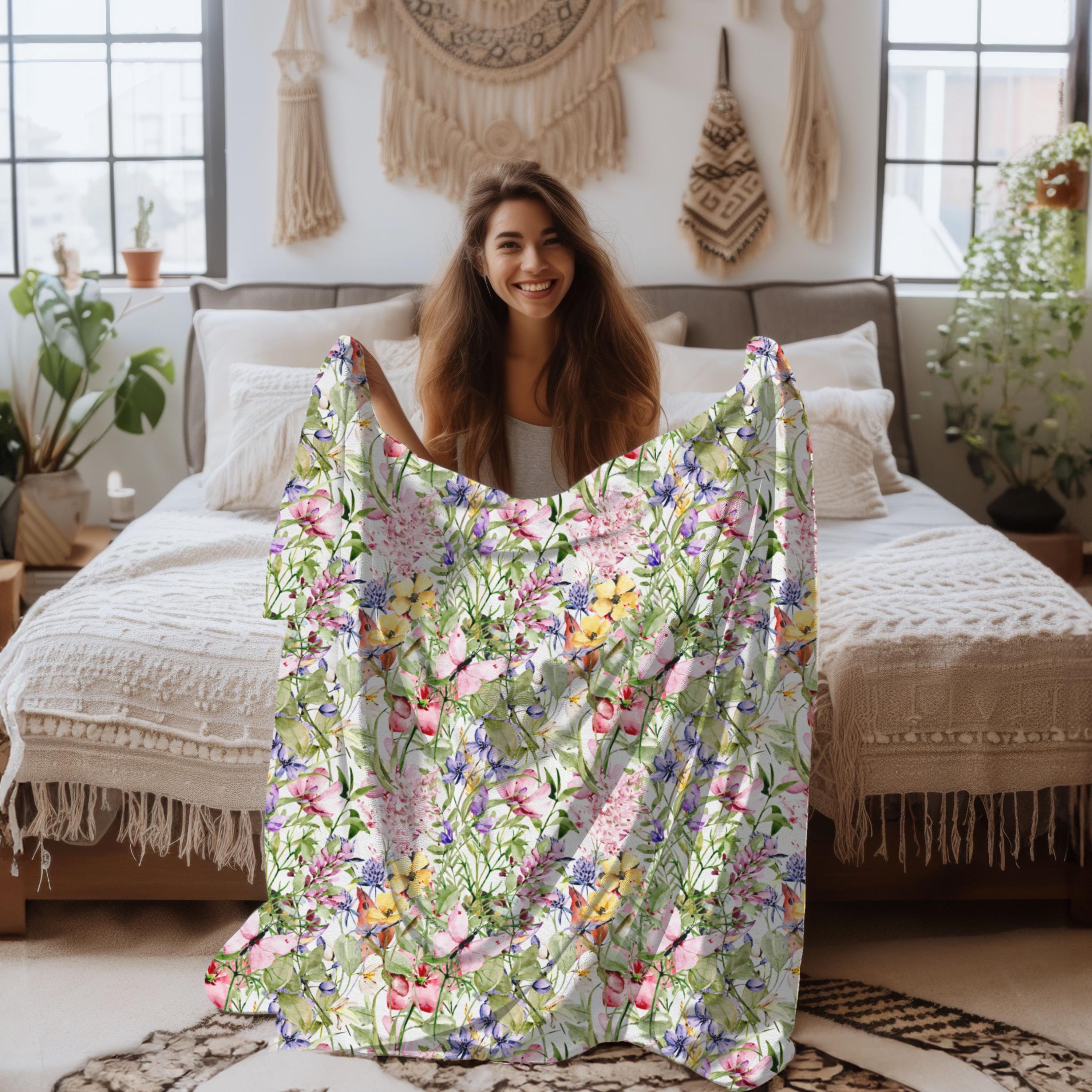 Butterfly Floral Plush Blanket product thumbnail image Butterfly Floral Plush Blanket product thumbnail image