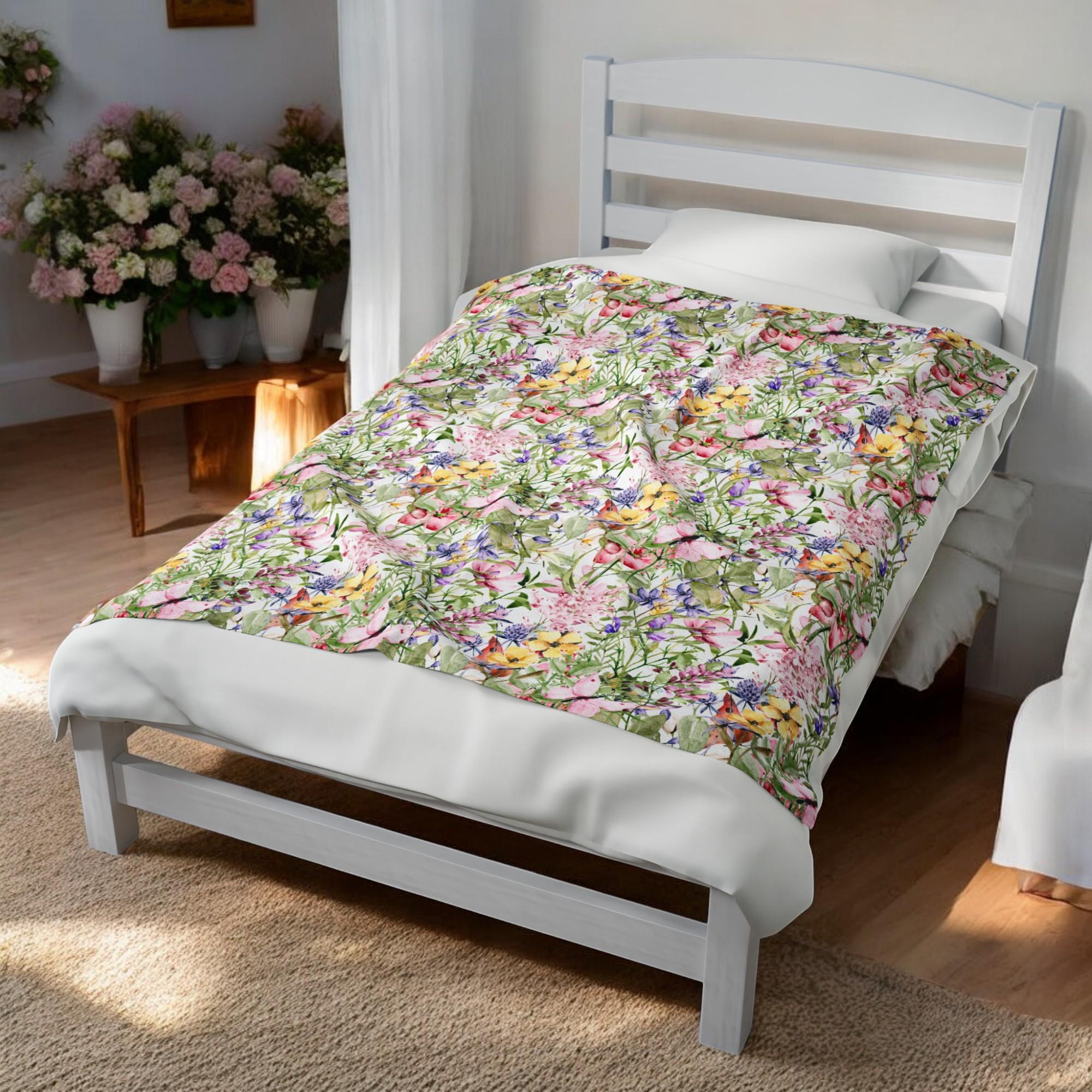 Butterfly Floral Plush Blanket product thumbnail image Butterfly Floral Plush Blanket product thumbnail image