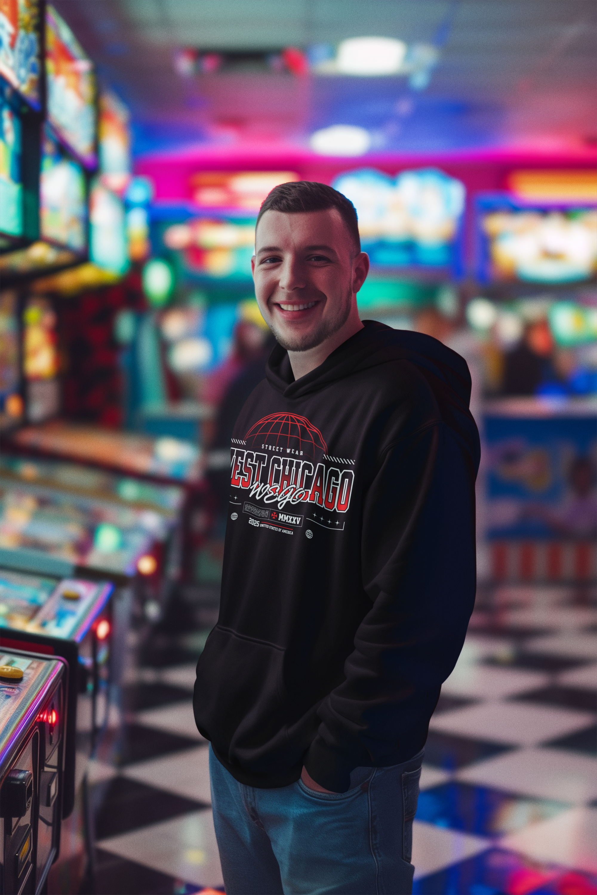 West Chicago Stylish Fleece Hoodie, Cozy Casual Wear, Street Style, Urban Outfit, Perfect Gift for Him or Her product thumbnail image West Chicago Stylish Fleece Hoodie, Cozy Casual Wear, Street Style, Urban Outfit, Perfect Gift for Him or Her product thumbnail image