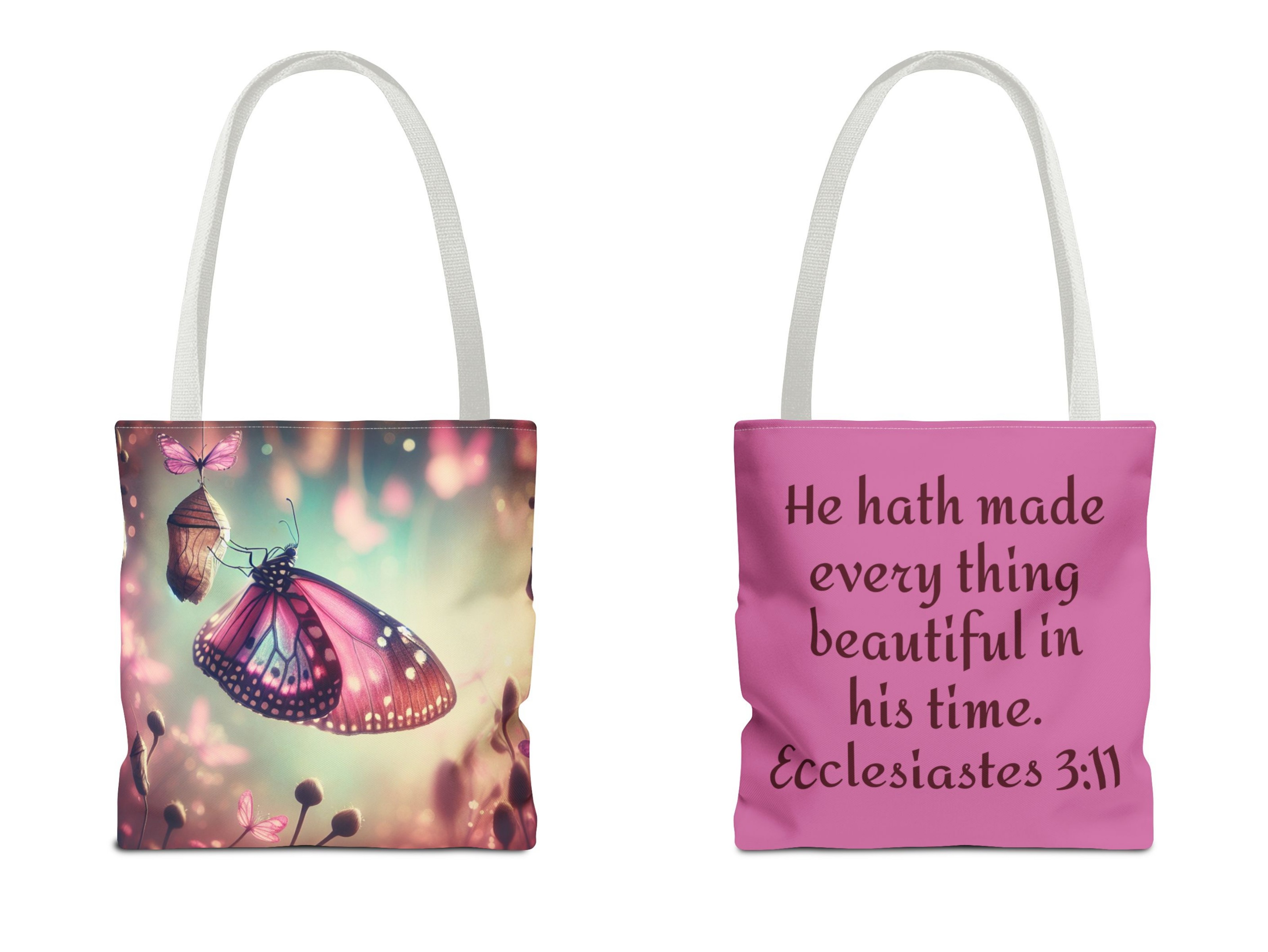 Butterfly with Bible Verse Tote Bag (AOP)