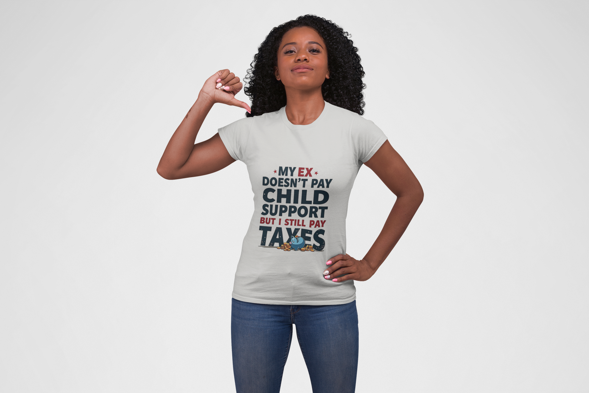 My Ex Doesn't Pay Child Support - Funny  Unisex Softstyle T-Shirt product thumbnail image