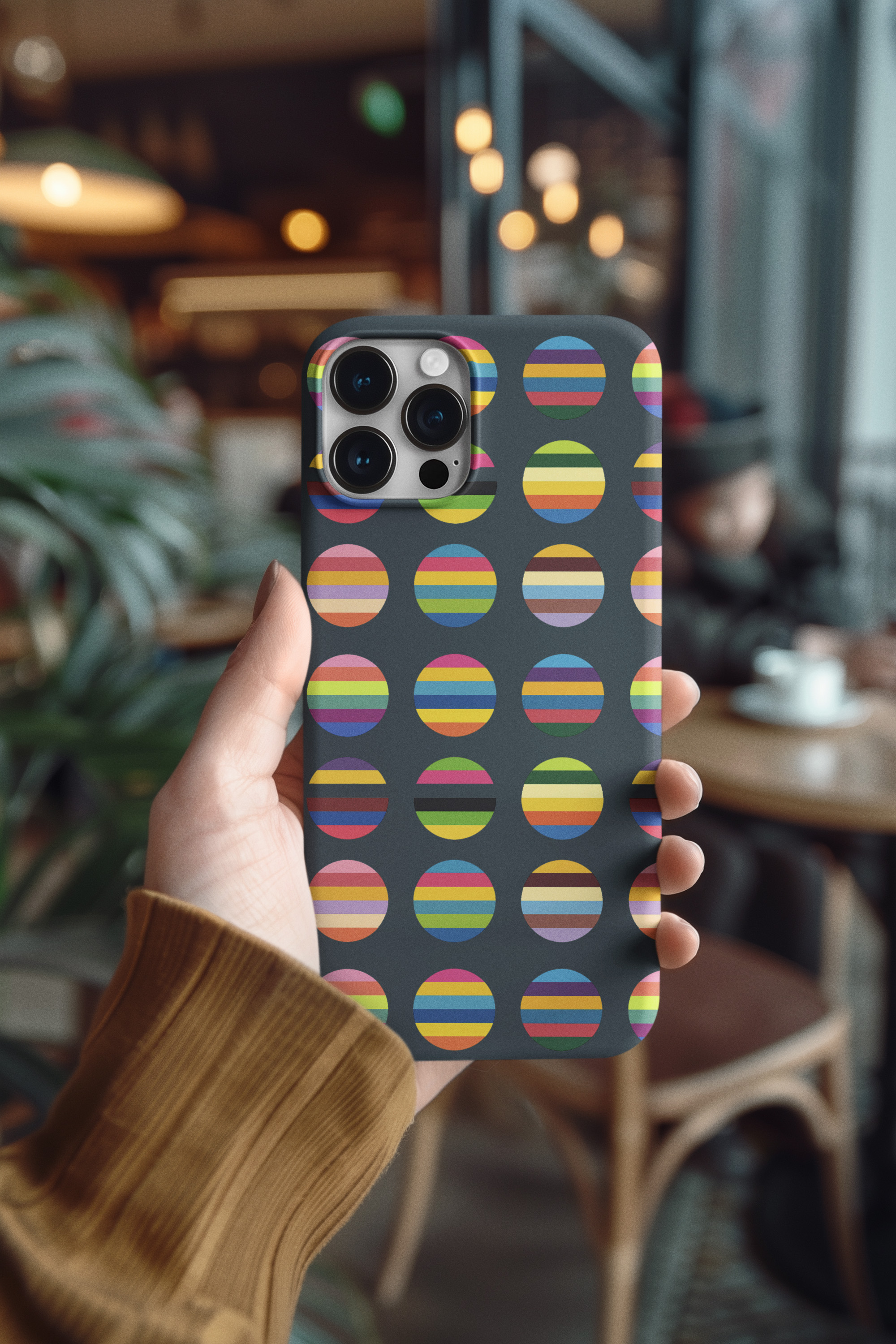 Retro Vibes Pop Art Orbit – Vibrant Rainbow-Striped Palettes Tough Phone Case product thumbnail image