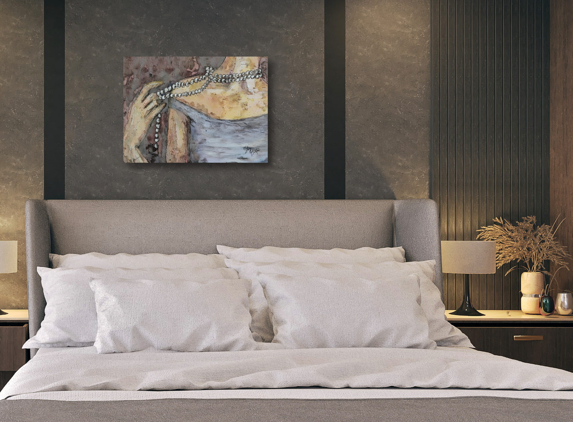 Pearl Seduction by Skylar Burton Elegant Art Canvas Print, Wall Decor, Home Decoration, Gift for Her, Modern Art, Living Room Art Pearl Seduction by Skylar Burton Elegant Art Canvas Print, Wall Decor, Home Decoration, Gift for Her, Modern Art, Living Room Art