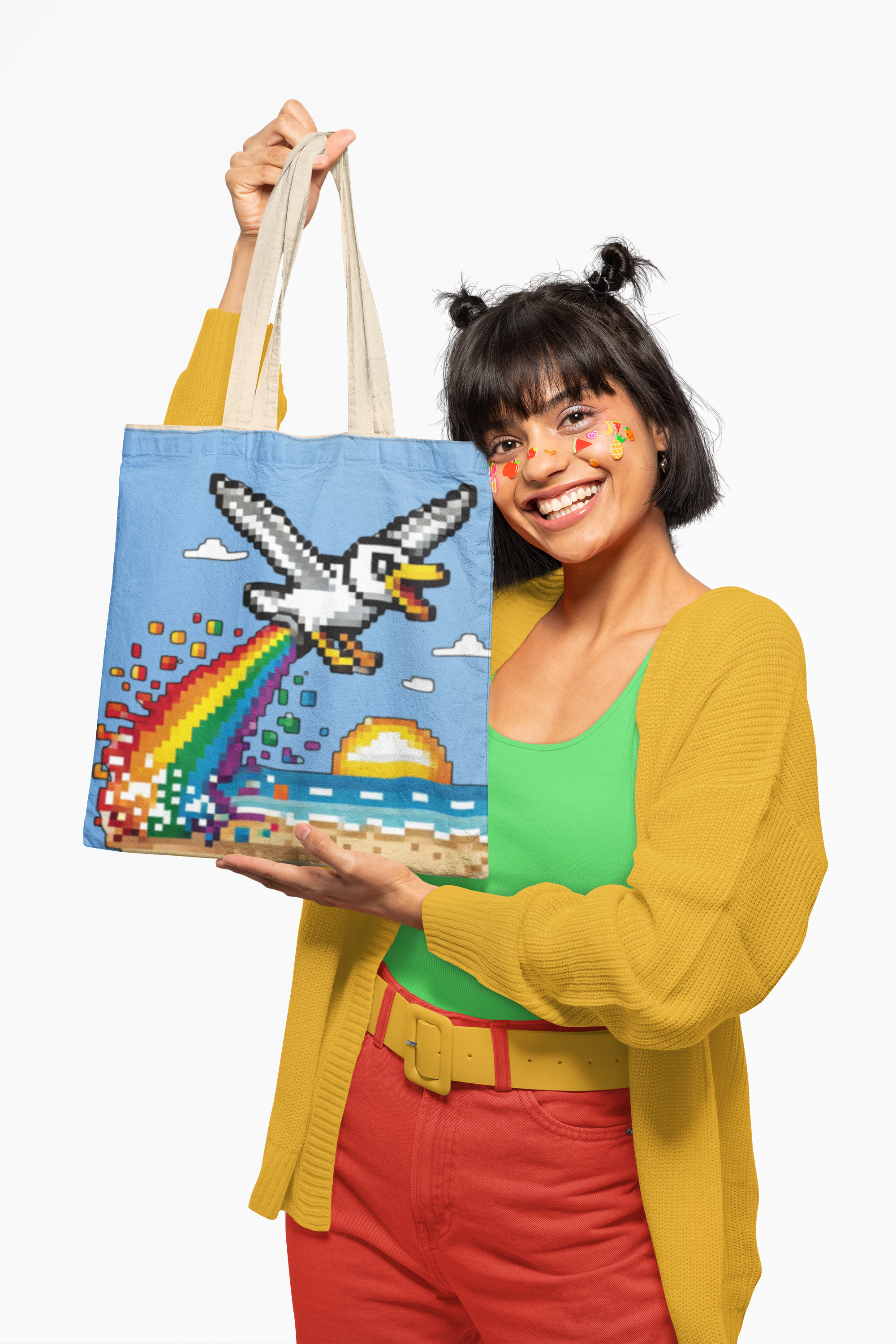 Colorful Rainbow Seagull Tote Bag - Fun Beach Vibes - Funny Pixel Seagull Tote Bag – All Over Print Rainbow Fart Bird Bag – Chaotic Beach Gamer Pride Accessory – Vaporwave Pixel Art Bag product thumbnail image Colorful Rainbow Seagull Tote Bag - Fun Beach Vibes - Funny Pixel Seagull Tote Bag – All Over Print Rainbow Fart Bird Bag – Chaotic Beach Gamer Pride Accessory – Vaporwave Pixel Art Bag product thumbnail image