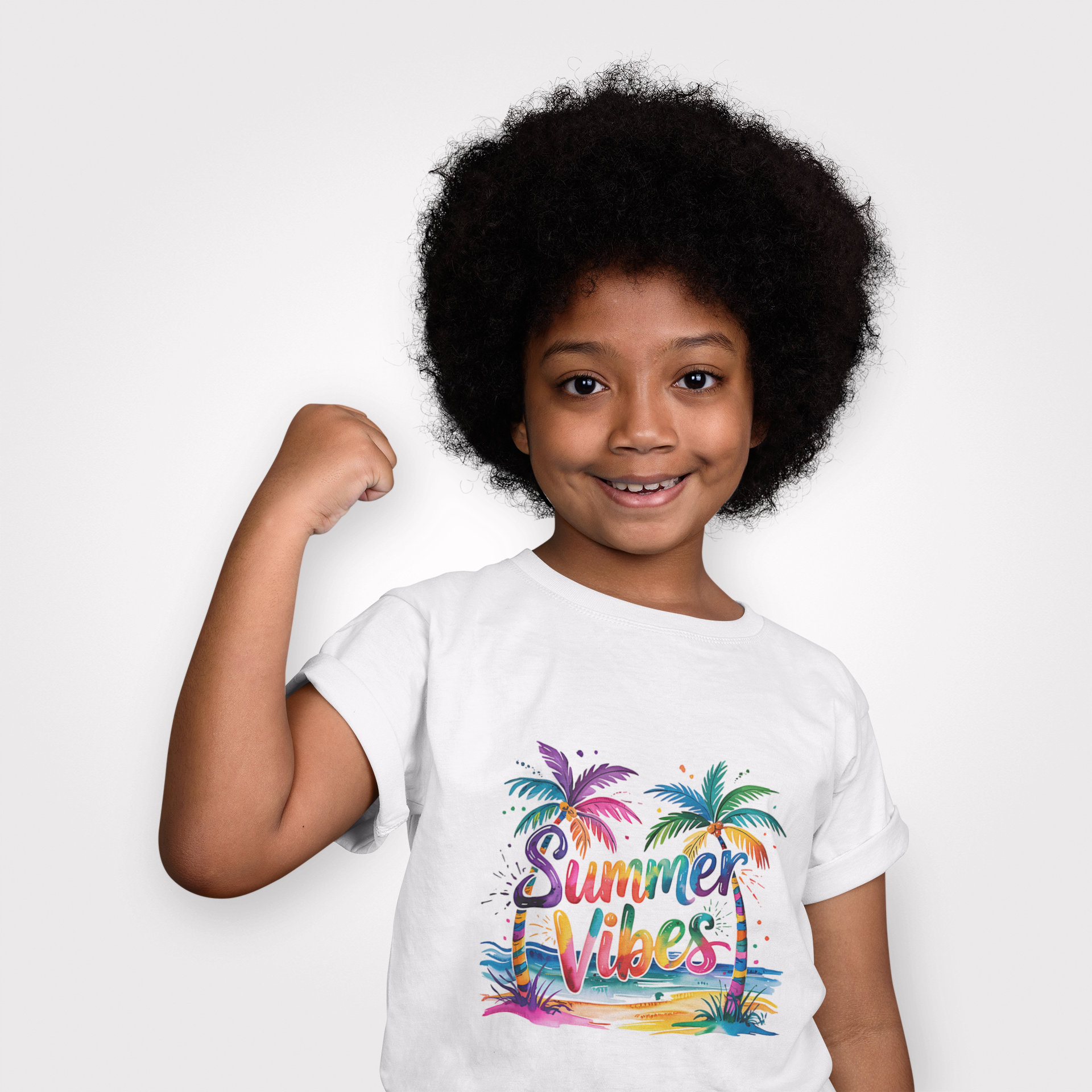 Summer Vibes Kids T-Shirt | Colorful Palm Tree Beach Shirt | Toddler &amp; Youth Summer Tee | Vacation Shirt for Boys &amp; Girls