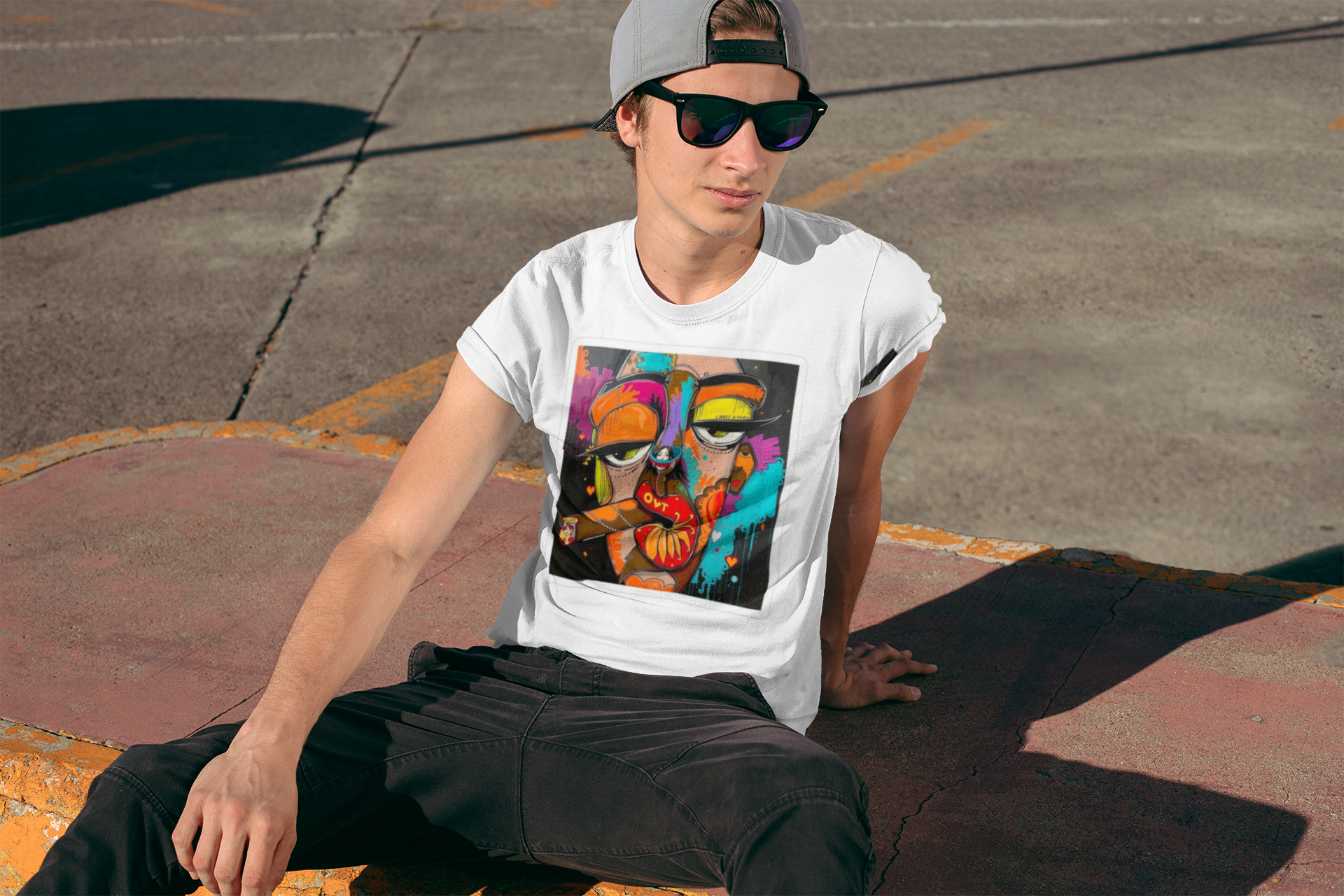 Colorful Graphic Unisex Cotton Tee, Vibrant Art Shirt, Unique Gift for Art Lovers, Trendy Streetwear, Unisex Casual T-Shirt product thumbnail image Colorful Graphic Unisex Cotton Tee, Vibrant Art Shirt, Unique Gift for Art Lovers, Trendy Streetwear, Unisex Casual T-Shirt product thumbnail image