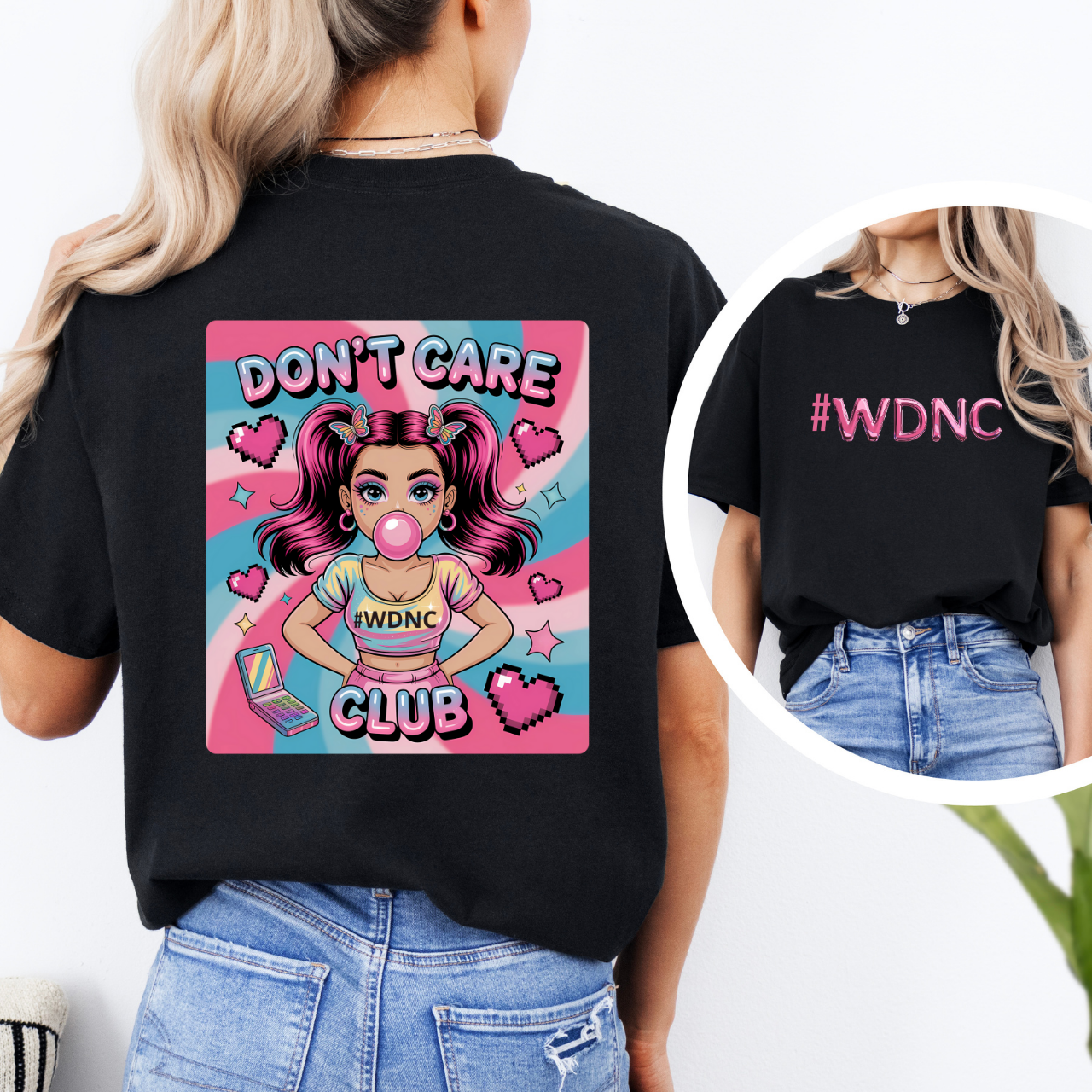Don’t Care Club T-Shirt for Women #WDNC Y2K Aesthetic Graphic Tee Cute Bubblegum Girl Shirt Funny Sassy Trendy Teen Top Soft Black Tee Gift Don’t Care Club T-Shirt for Women #WDNC Y2K Aesthetic Graphic Tee Cute Bubblegum Girl Shirt Funny Sassy Trendy Teen Top Soft Black Tee Gift
