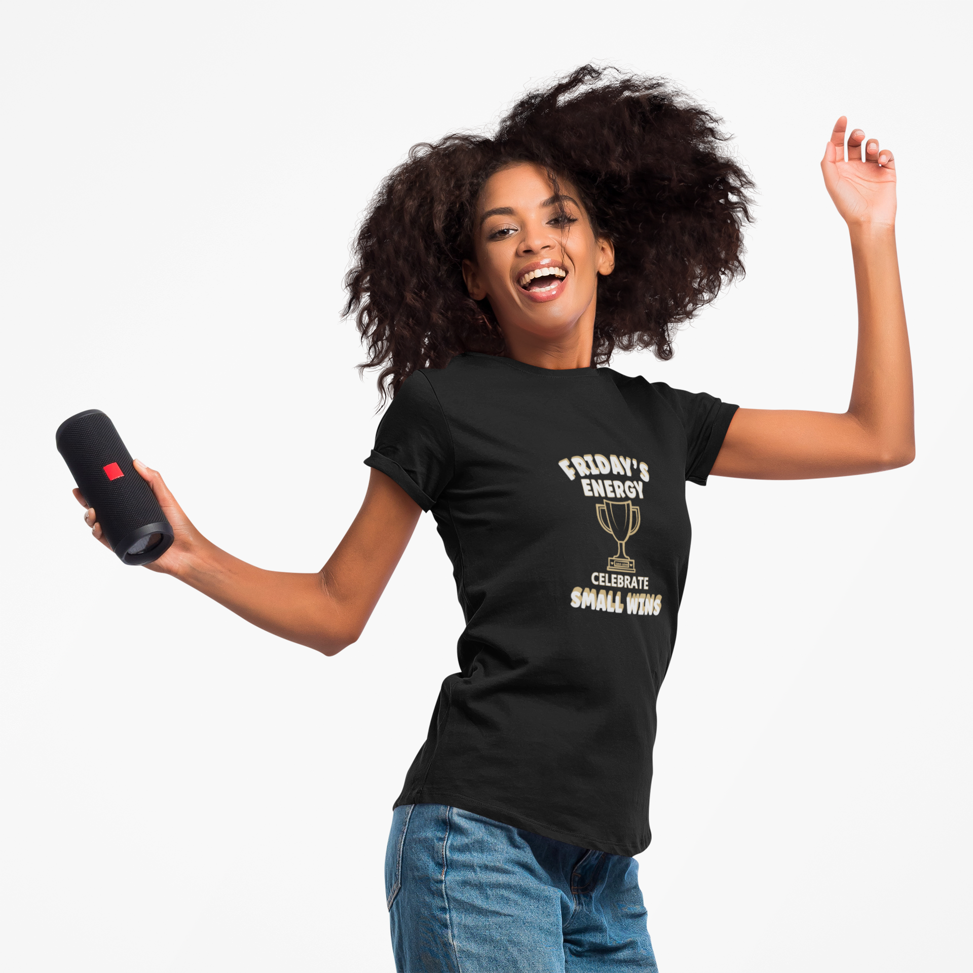 Friday Energy Tee – “Celebrate Small Wins” Motivational T-Shirt, Unisex Tee, Gift for Achievers, Casual Weekend Wear product thumbnail image