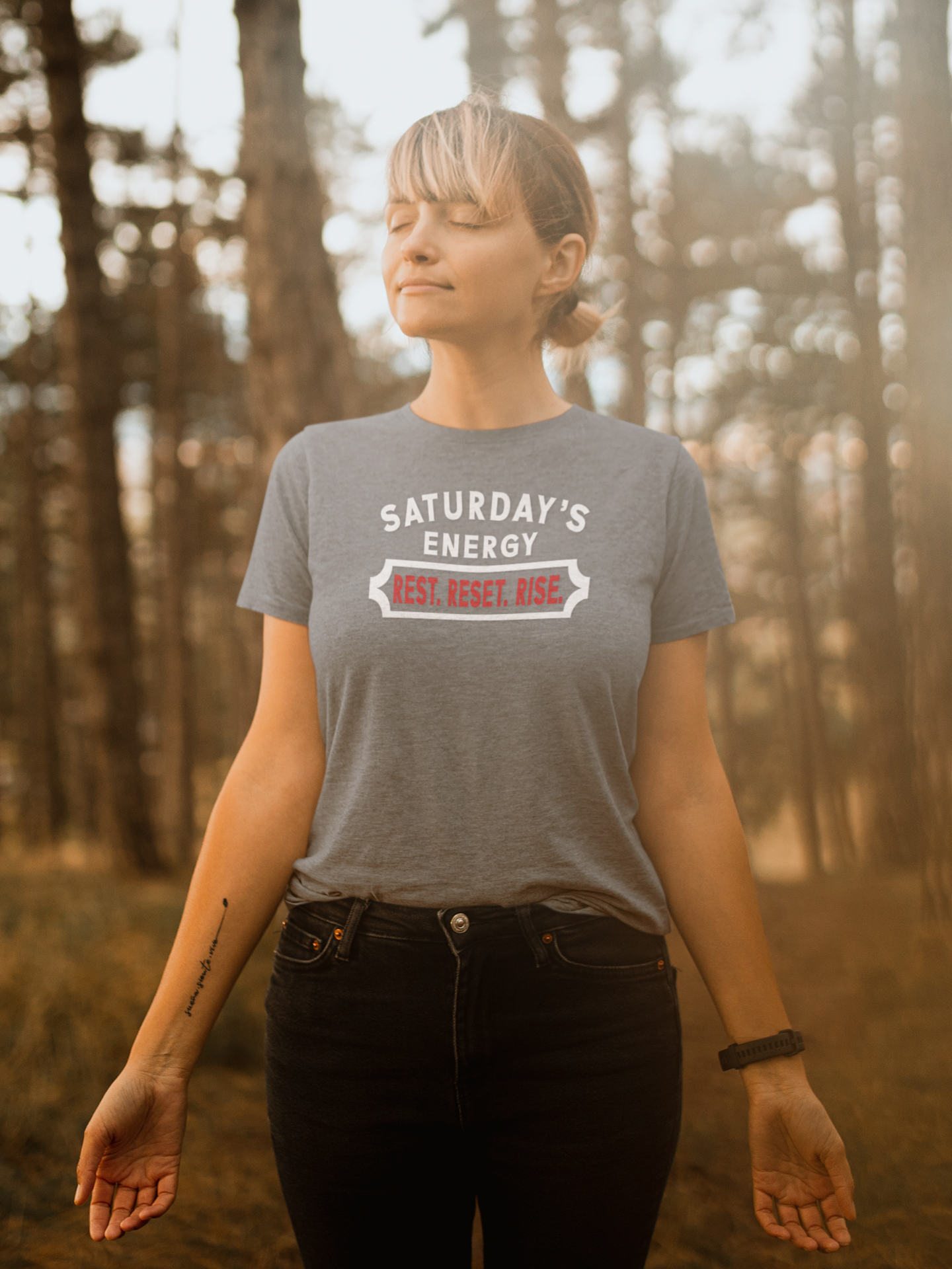 Saturday Energy Tee – “Rest. Reset. Rise.” Unisex Short Sleeve Tee - Saturday's Energy Tee, Weekend Vibes Shirt, Casual Wear, Gift for Him/Her, Comfort Tee product thumbnail image Saturday Energy Tee – “Rest. Reset. Rise.” Unisex Short Sleeve Tee - Saturday's Energy Tee, Weekend Vibes Shirt, Casual Wear, Gift for Him/Her, Comfort Tee product thumbnail image