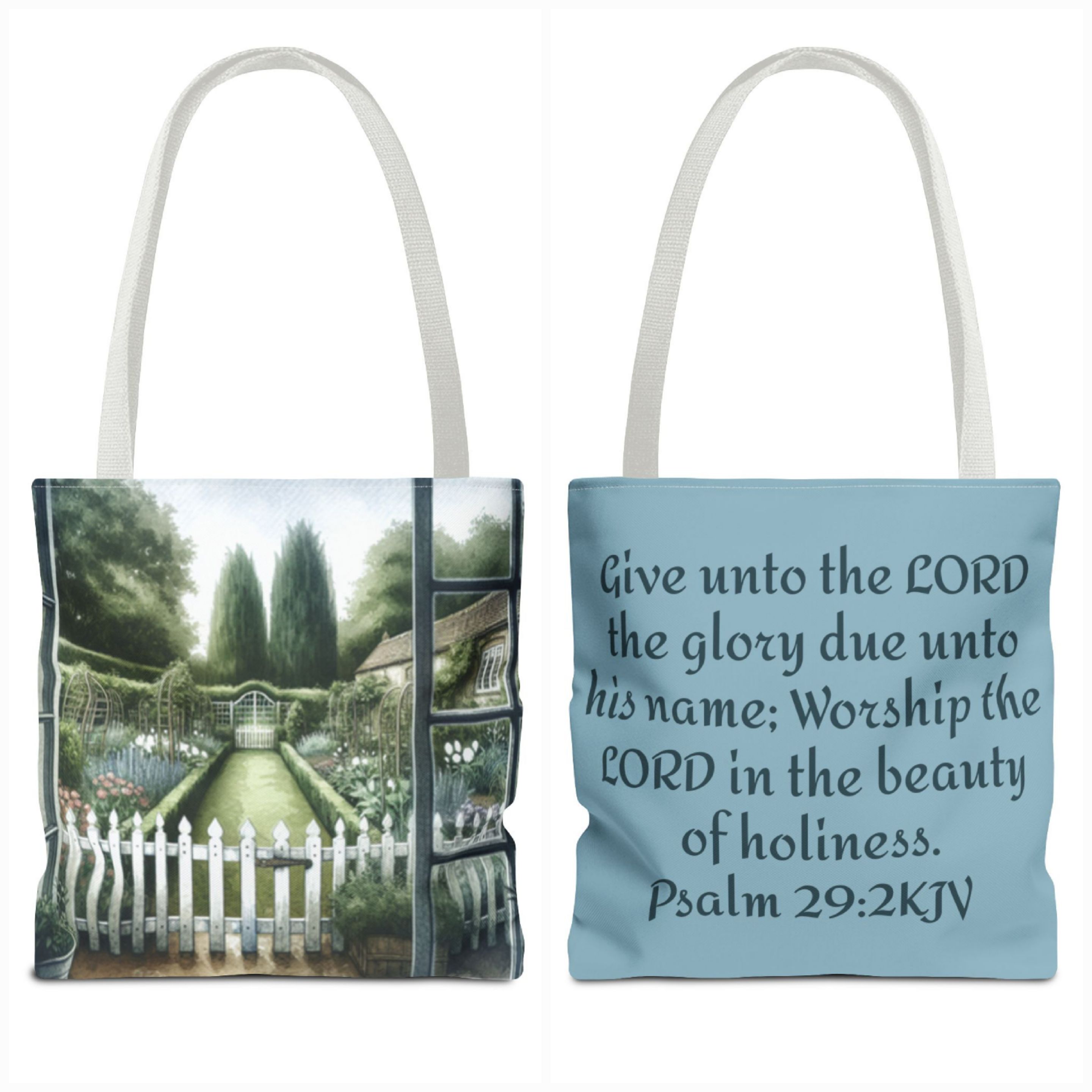 English Garden Tote with Bible Verse (AOP)