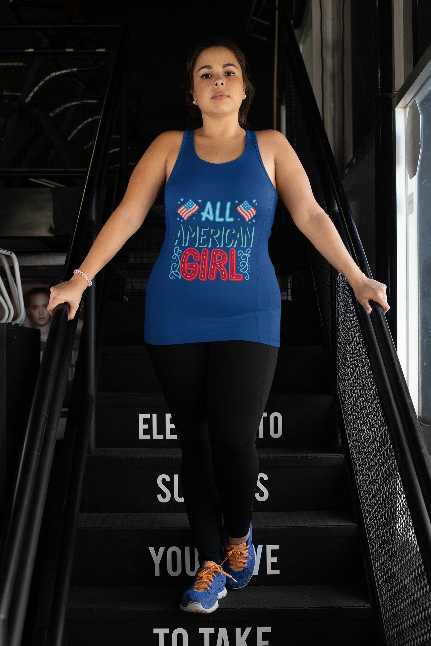 "All American Girl" Women's Patriotic Tank Next Level 1533 Racerback 4th of July Outfit USA Celebration Gift product thumbnail image "All American Girl" Women's Patriotic Tank Next Level 1533 Racerback 4th of July Outfit USA Celebration Gift product thumbnail image