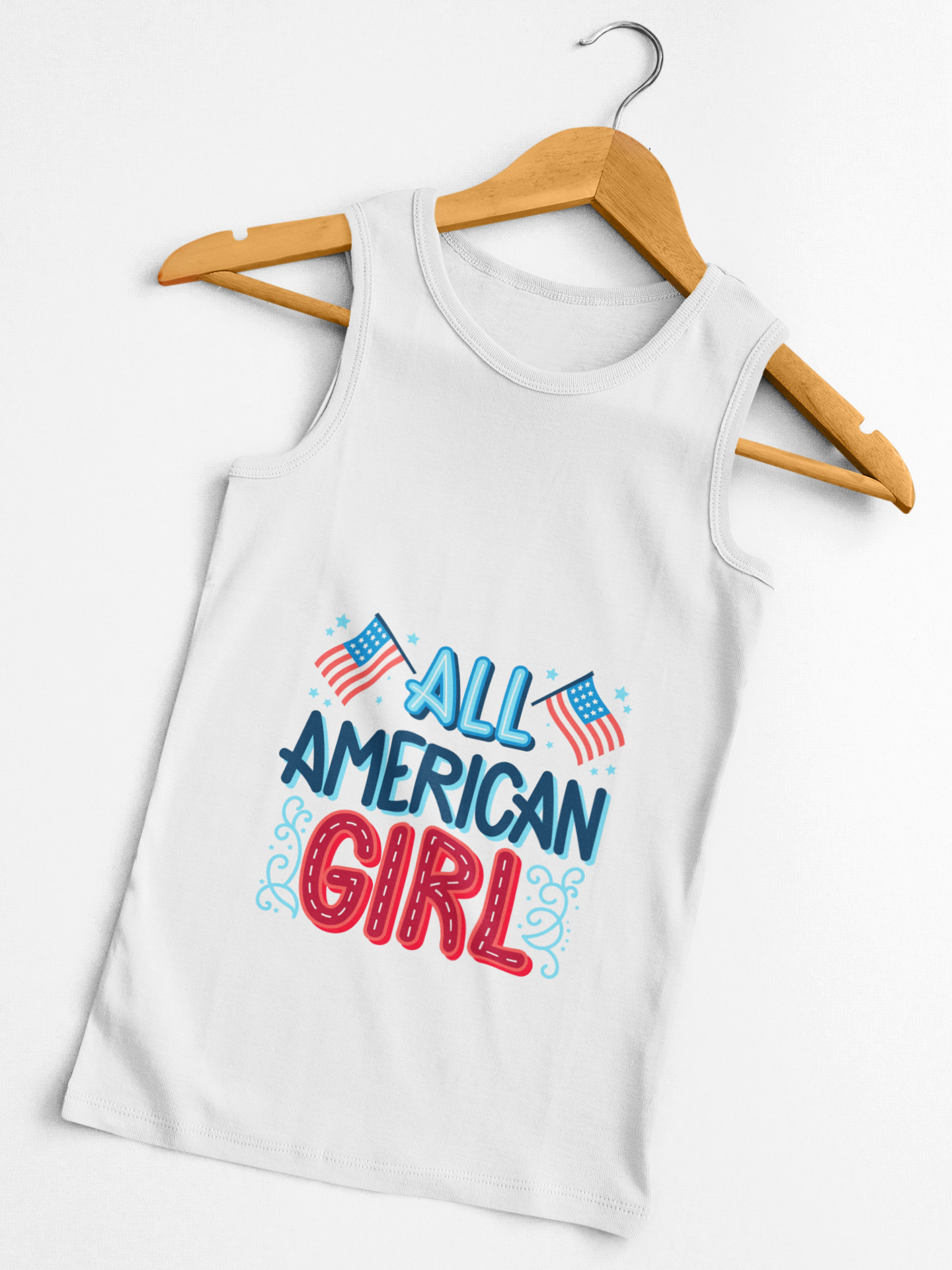 "All American Girl" Women's Patriotic Tank  Next Level 1533 Racerback  4th of July Outfit  USA Celebration Gif