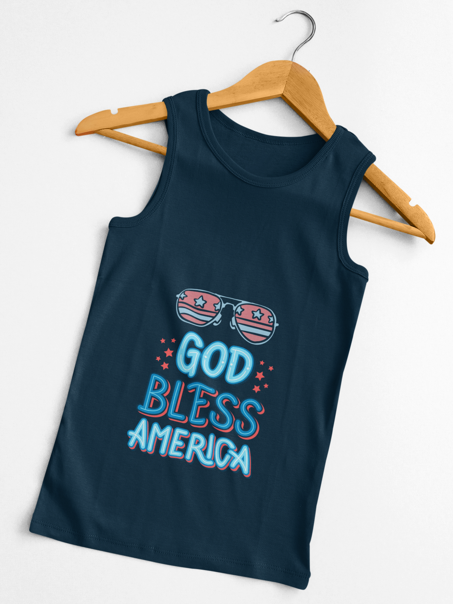 Patriotic Tank Top, "God Bless America" Women's Patriotic Tank  Next Level 1533 Racerback, 4th of July Outfit, USA Celebration Gift