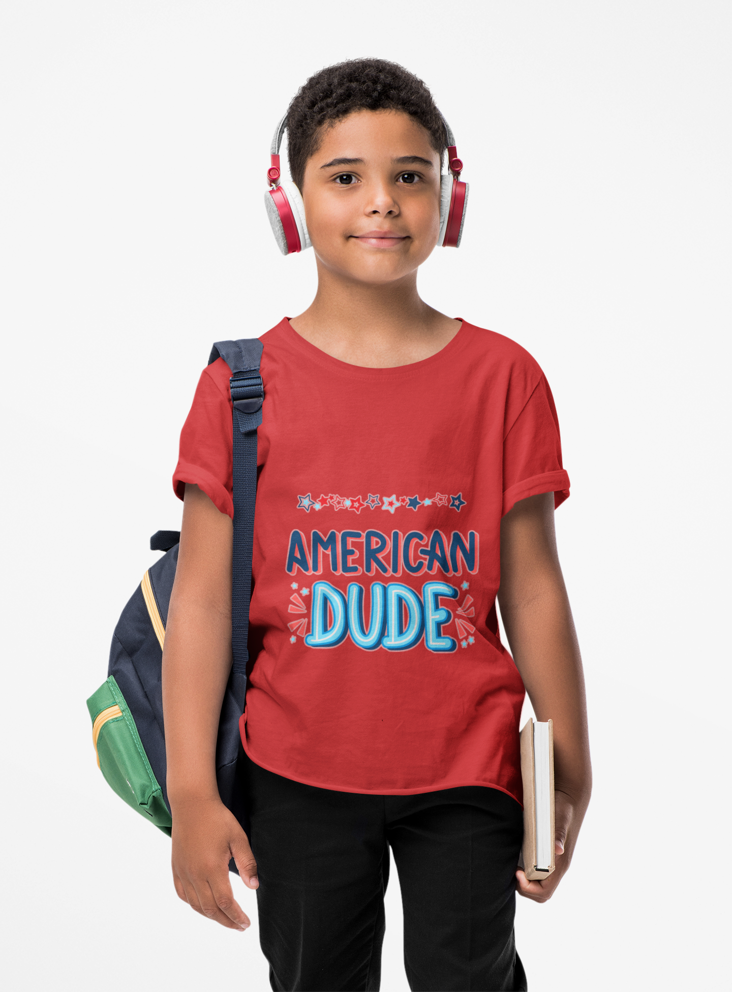 "American Dude" Youth Patriotic T-Shirt Bella Canvas 3001Y Short Sleeve Tee, 4th of July Outfit for Kids, USA Celebration Gift product thumbnail image "American Dude" Youth Patriotic T-Shirt Bella Canvas 3001Y Short Sleeve Tee, 4th of July Outfit for Kids, USA Celebration Gift product thumbnail image