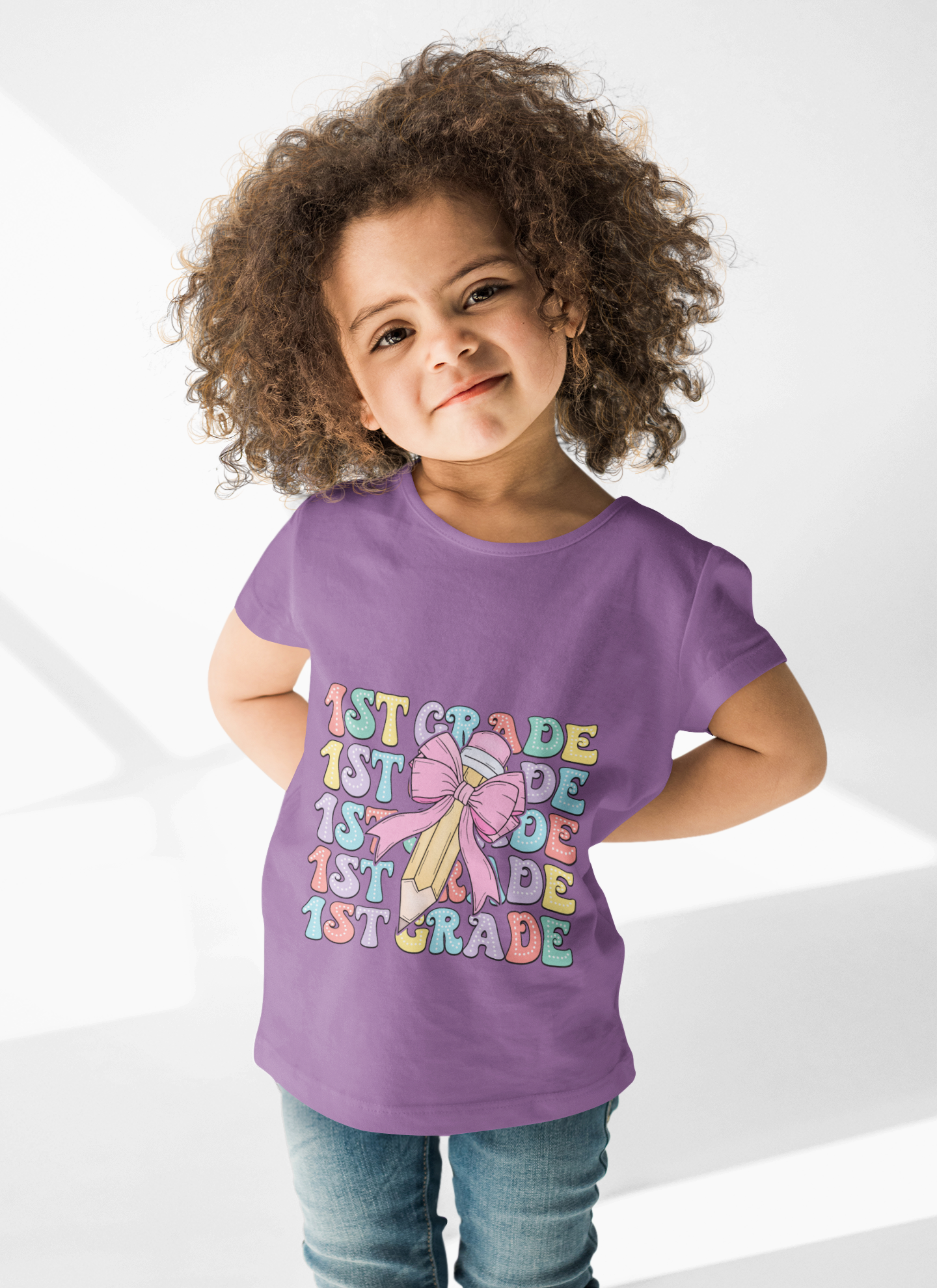 First Grade Coquette Girl Youth T-Shirt  Trendy Back-to-School Tee for Elementary Kids  Cute First Day of School Shirt for Girls