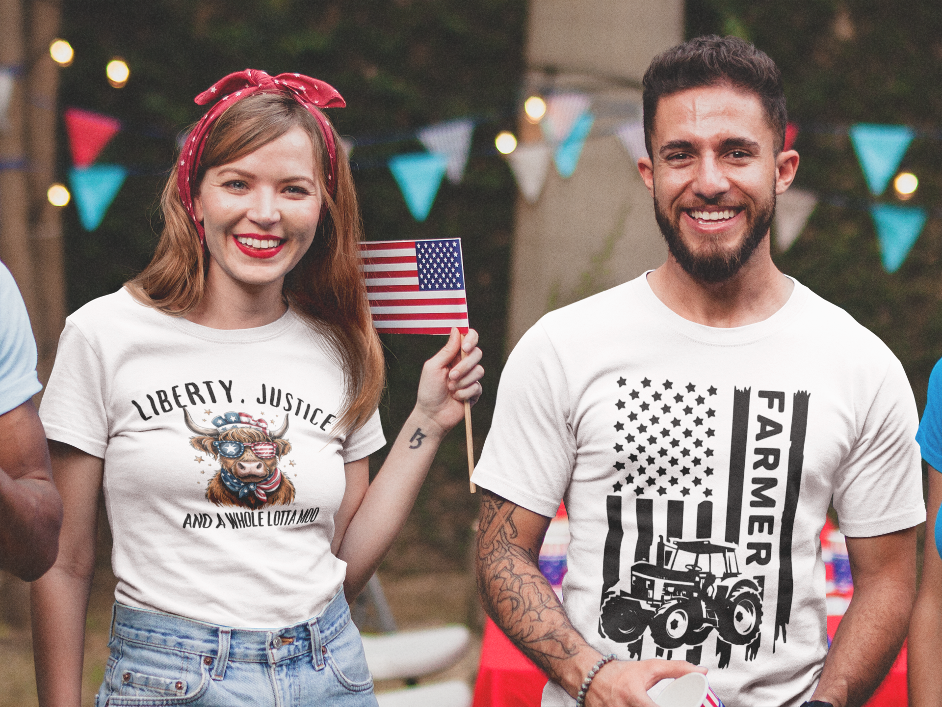 Highland Cow Patriotic Unisex T-Shirt for 4th of July product thumbnail image Highland Cow Patriotic Unisex T-Shirt for 4th of July product thumbnail image