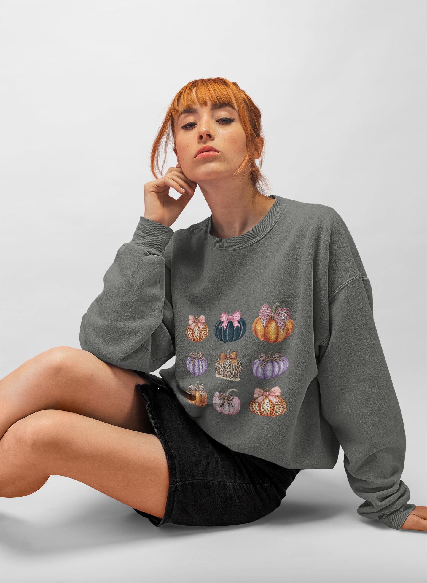 Cozy Fall Comfort Colors Sweatshirt Pumpkin Print Autumn Crewneck Unisex Oversized Fit Seasonal Coquette Design product thumbnail image Cozy Fall Comfort Colors Sweatshirt Pumpkin Print Autumn Crewneck Unisex Oversized Fit Seasonal Coquette Design product thumbnail image