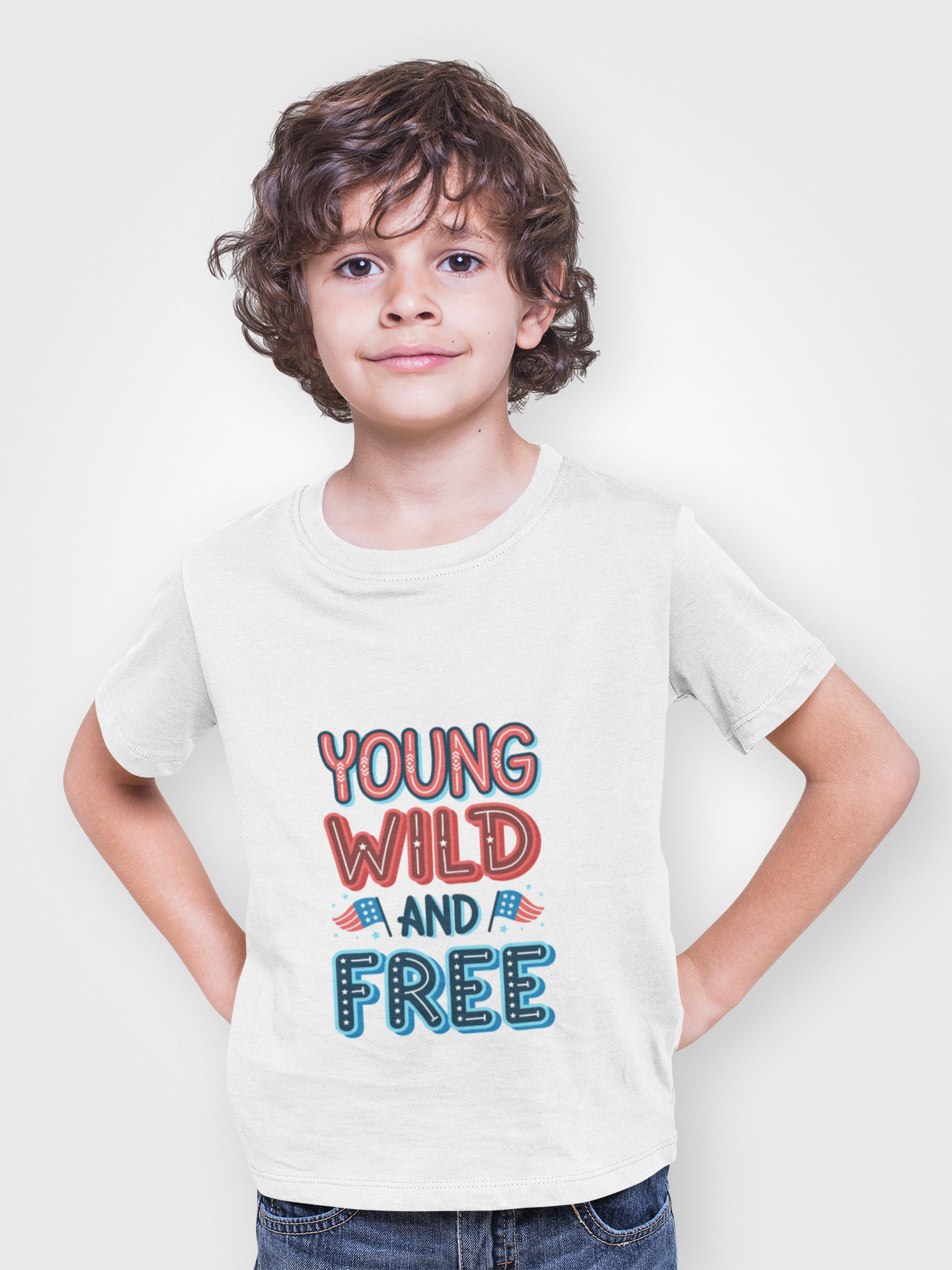 Young Wild and Free Patriotic Youth T-Shirt Bella+Canvas 3001Y 4th of July Kids' Graphic Tee Soft Cotton Playwear product thumbnail image Young Wild and Free Patriotic Youth T-Shirt Bella+Canvas 3001Y 4th of July Kids' Graphic Tee Soft Cotton Playwear product thumbnail image