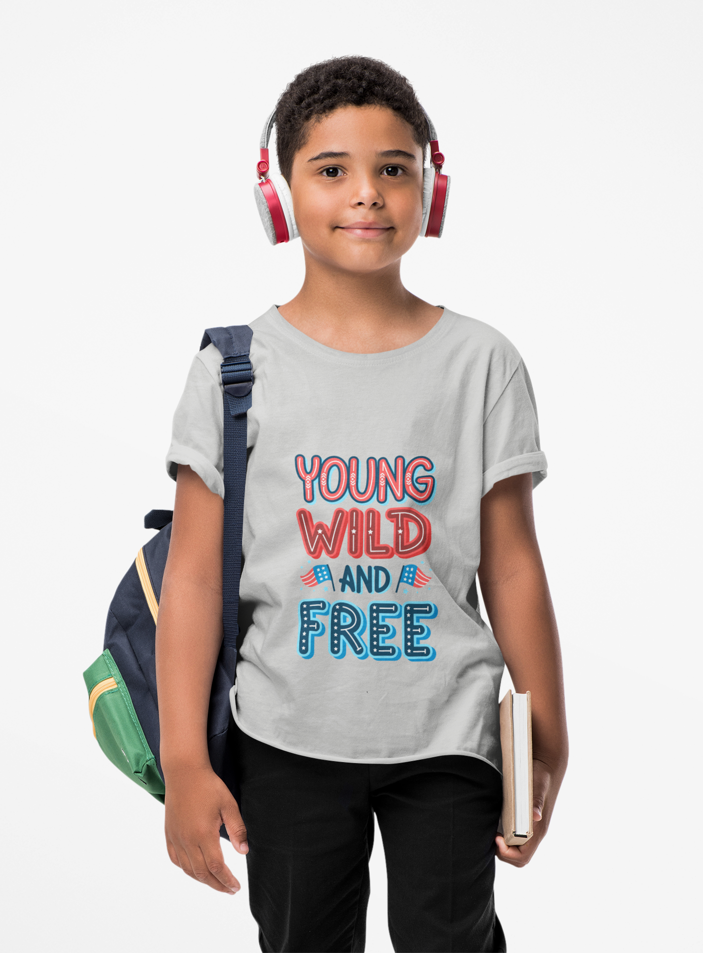Young Wild and Free Patriotic Youth T-Shirt Bella+Canvas 3001Y 4th of July Kids' Graphic Tee Soft Cotton Playwear product thumbnail image Young Wild and Free Patriotic Youth T-Shirt Bella+Canvas 3001Y 4th of July Kids' Graphic Tee Soft Cotton Playwear product thumbnail image