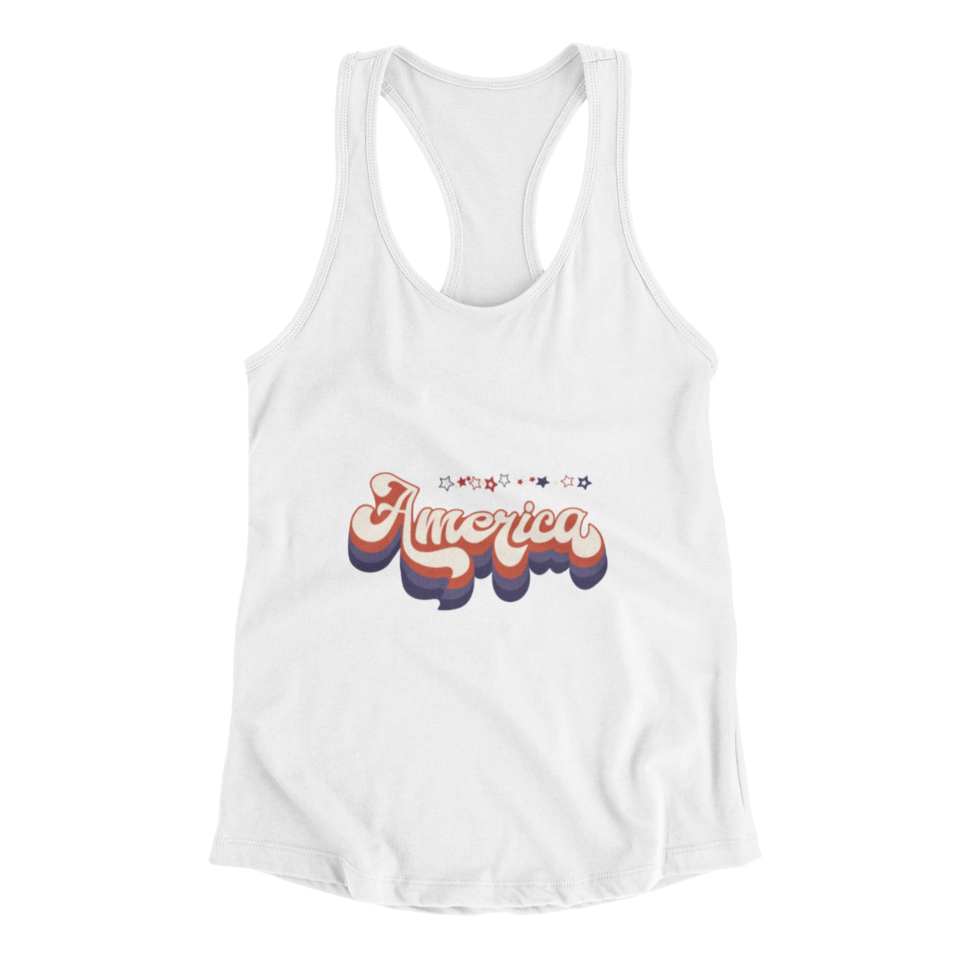America Stars Retro Independence Day Racerback Tank 4th of July Women's Patriotic Tank Top Next Level 1533 Slim Fit product thumbnail image America Stars Retro Independence Day Racerback Tank 4th of July Women's Patriotic Tank Top Next Level 1533 Slim Fit product thumbnail image