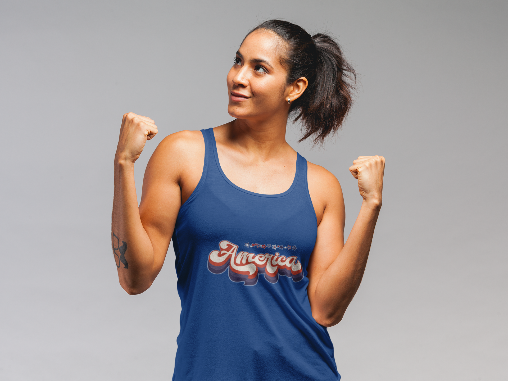 America Stars Retro Independence Day Racerback Tank 4th of July Women's Patriotic Tank Top Next Level 1533 Slim Fit product thumbnail image America Stars Retro Independence Day Racerback Tank 4th of July Women's Patriotic Tank Top Next Level 1533 Slim Fit product thumbnail image