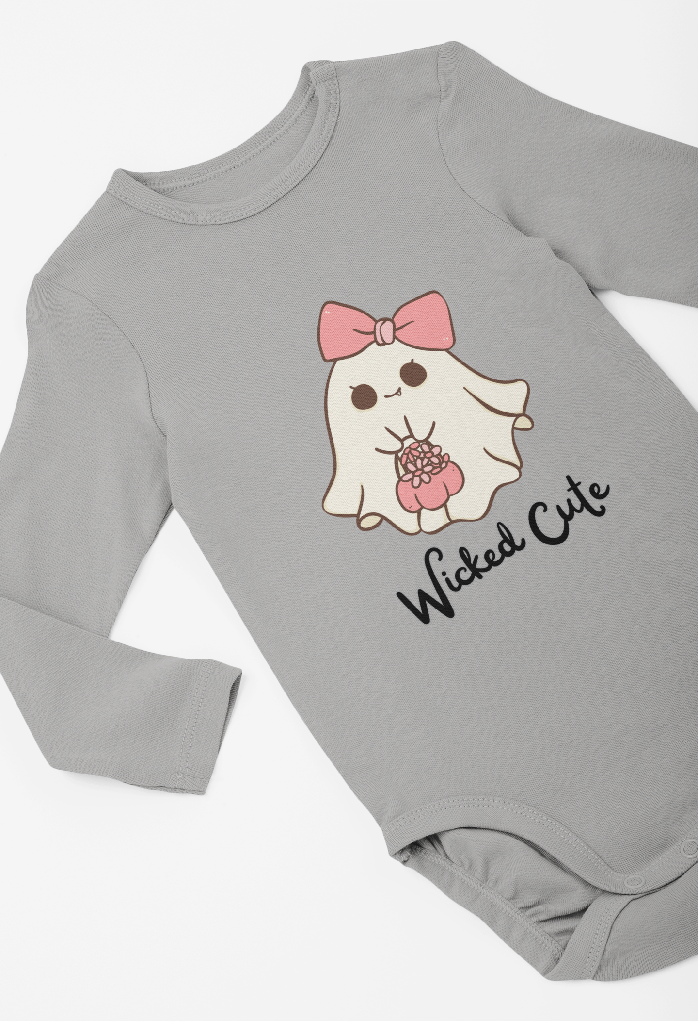 "Wicked Cute" Ghost Halloween Infant Bodysuit Long Sleeve Baby Outfit Cozy & Adorable Fall Apparel, Easy Snap Closure "Wicked Cute" Ghost Halloween Infant Bodysuit Long Sleeve Baby Outfit Cozy & Adorable Fall Apparel, Easy Snap Closure