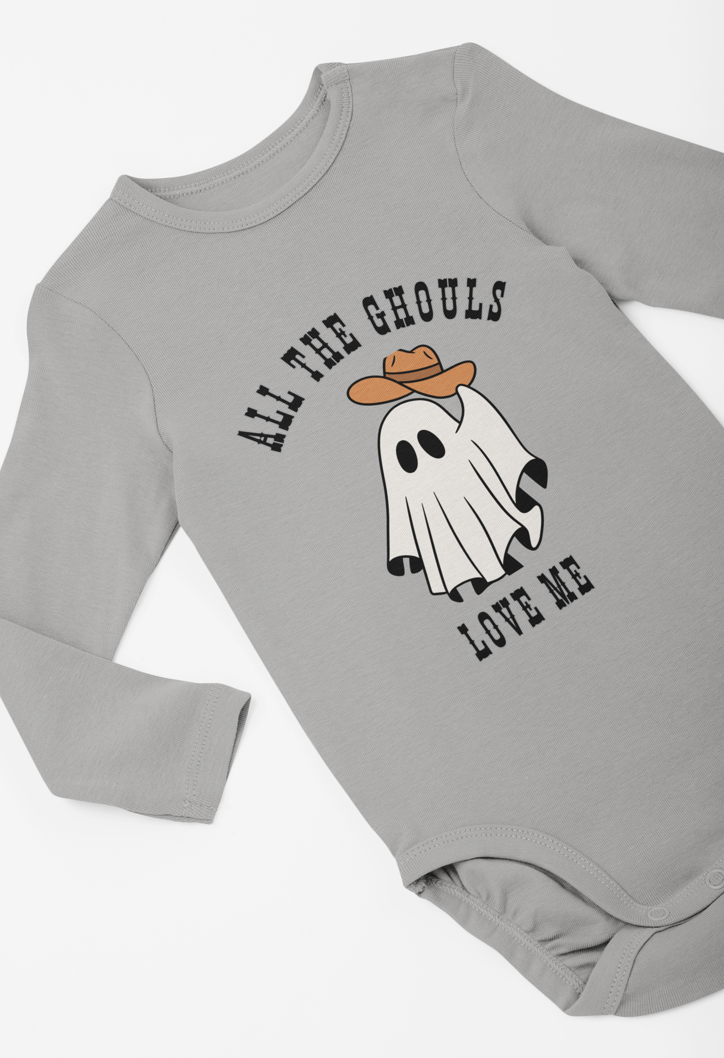 "All the Ghouls Love Me" Halloween Infant Bodysuit Cozy Long Sleeve Baby Outfit Soft Cotton & Polyester Blend, Easy Snap Closure "All the Ghouls Love Me" Halloween Infant Bodysuit Cozy Long Sleeve Baby Outfit Soft Cotton & Polyester Blend, Easy Snap Closure
