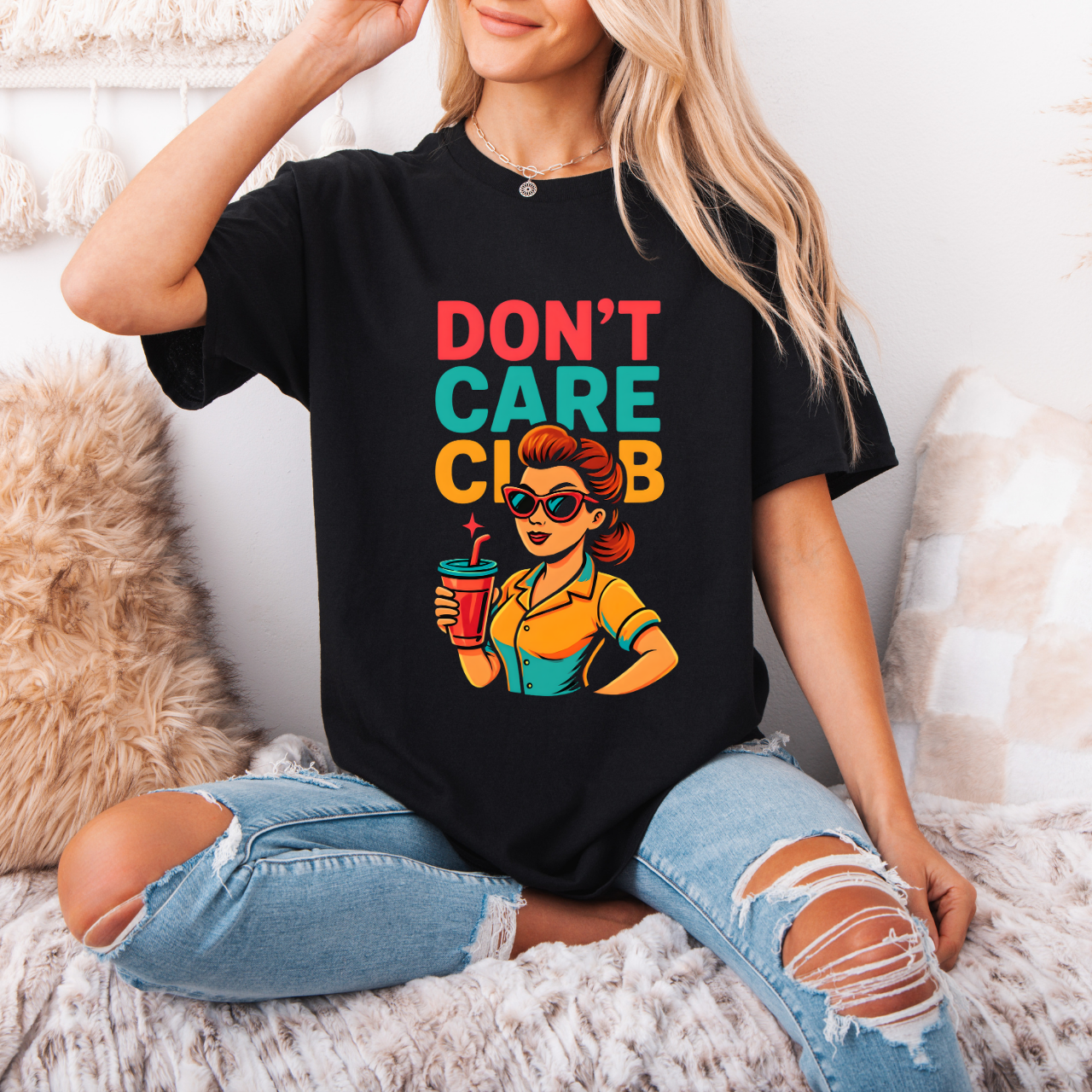 Don't Care Club Graphic T-Shirt, Cool Casual Tee, Retro Style Shirt, Unisex Casual Wear, Gift for Friends, Summer Fashion Don't Care Club Graphic T-Shirt, Cool Casual Tee, Retro Style Shirt, Unisex Casual Wear, Gift for Friends, Summer Fashion