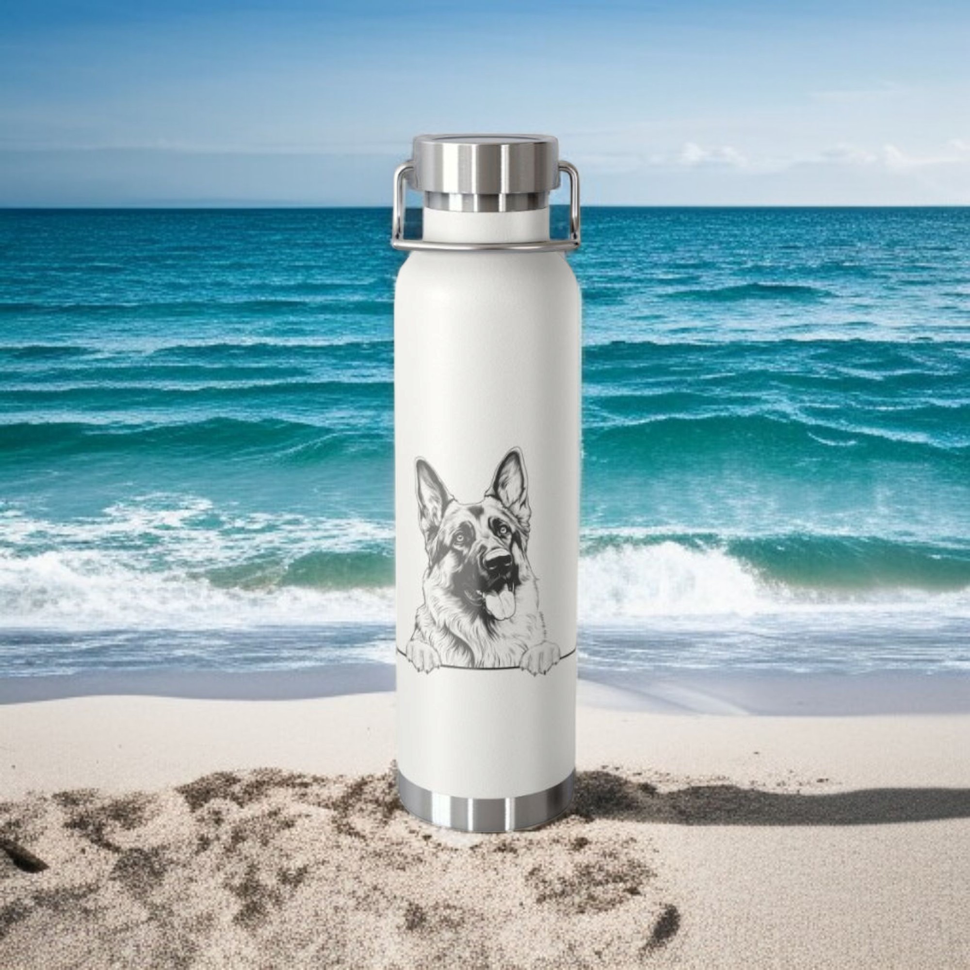 German Shepherd Copper Water Bottle - 22oz Vacuum Insulated Flask with Adorable Pup Design product thumbnail image German Shepherd Copper Water Bottle - 22oz Vacuum Insulated Flask with Adorable Pup Design product thumbnail image