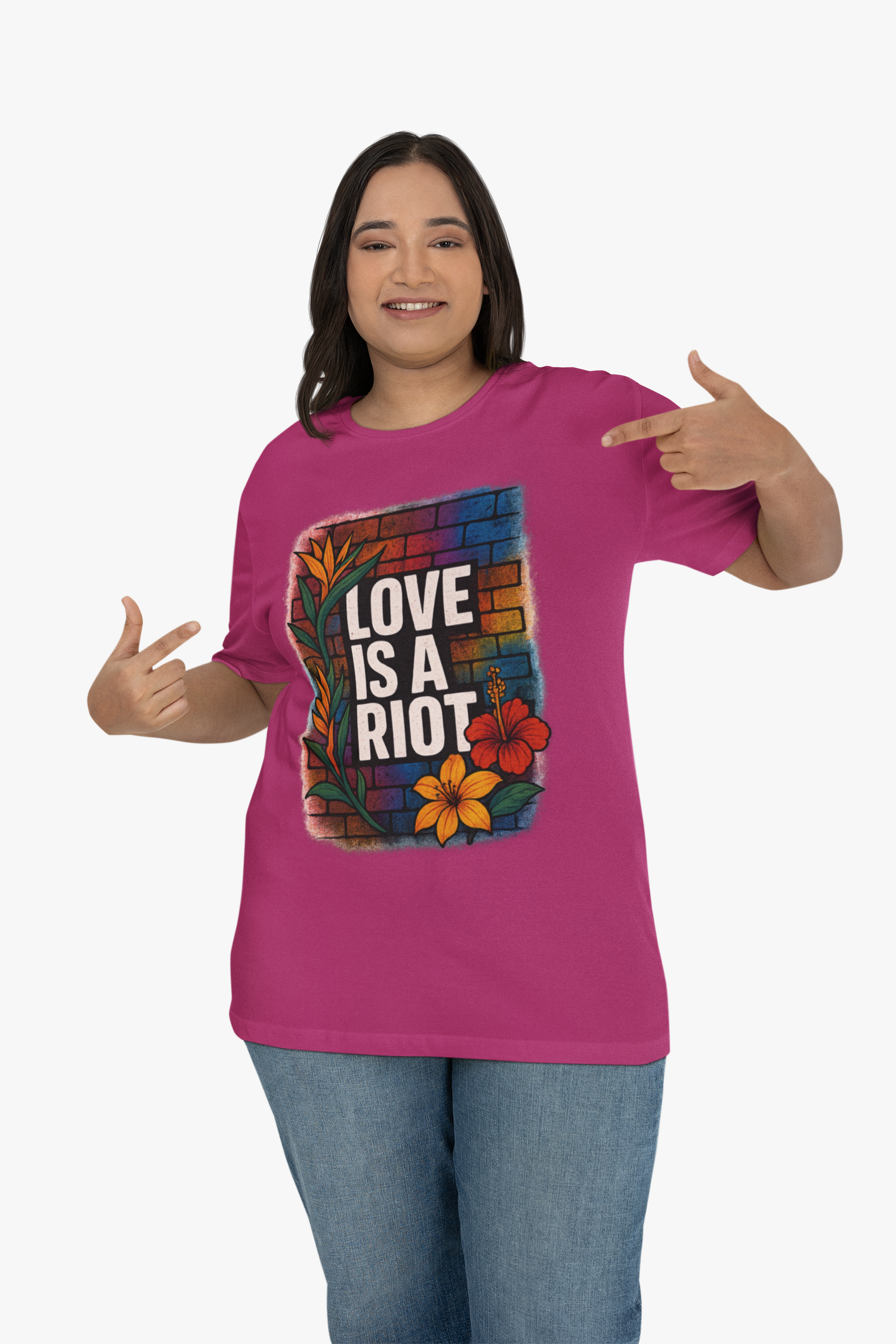 Colorful Floral Love Is A Riot T-Shirt